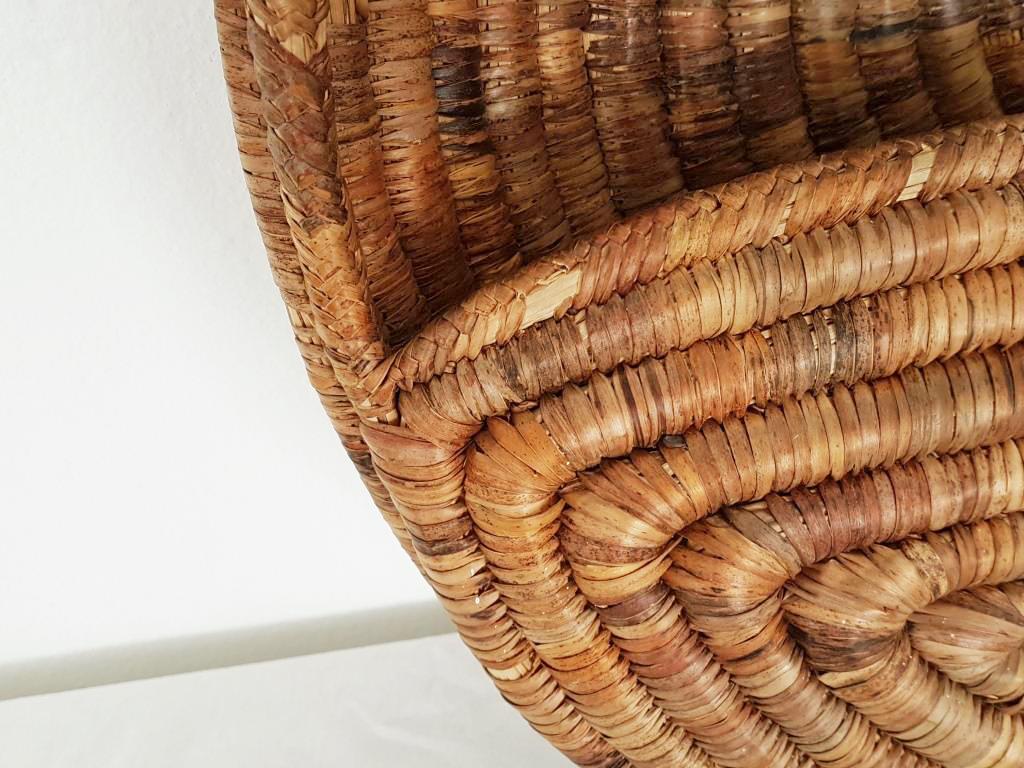 italien Panier de rangement mural rond en osier/étrangleur vintage des années 1960 en vente