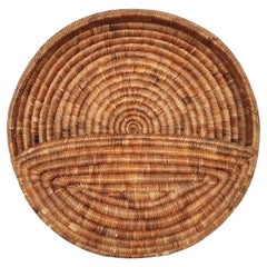 Panier de rangement mural rond en osier/étrangleur vintage des années 1960