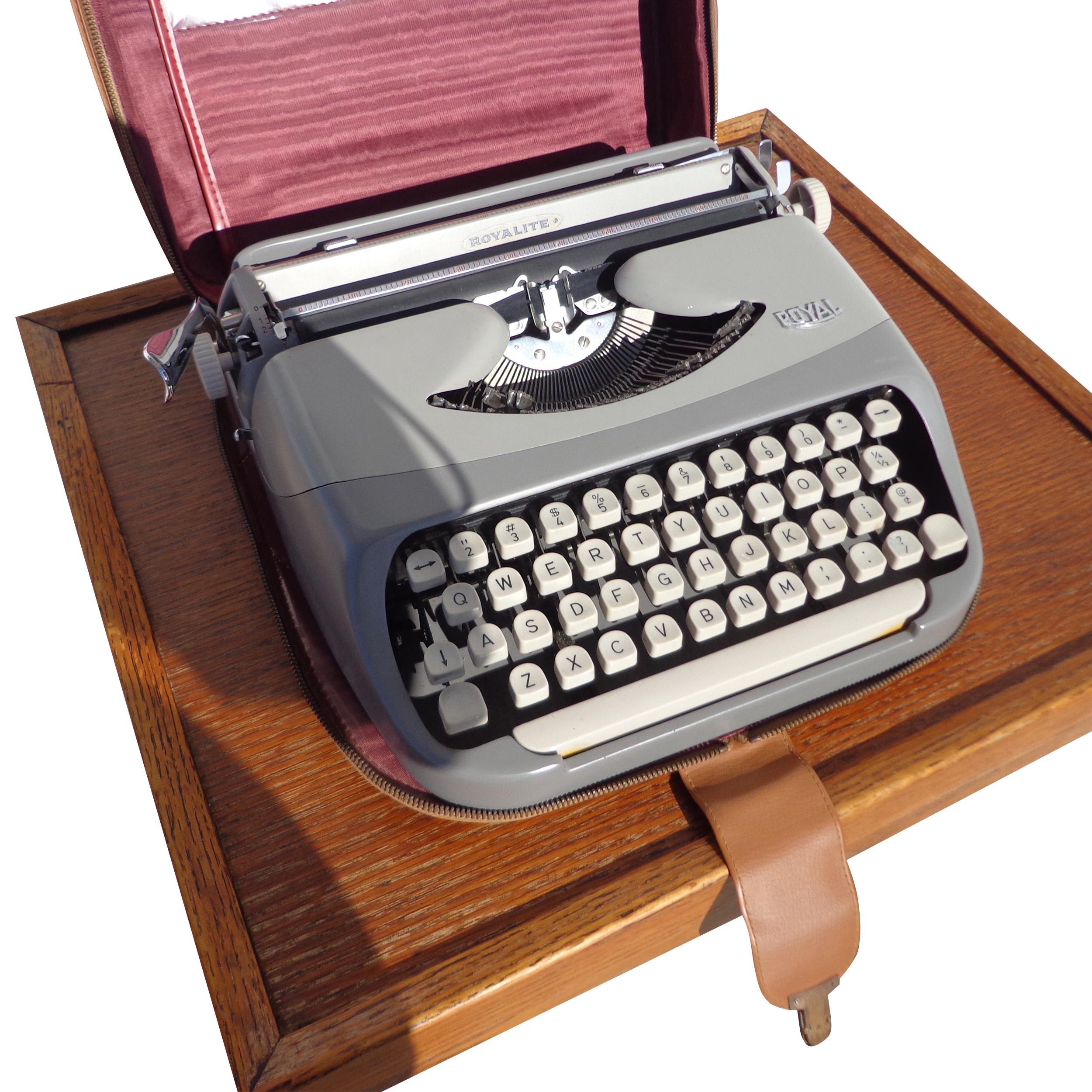 Steel Vintage 1960's Royalite Portable Typewriter with Case