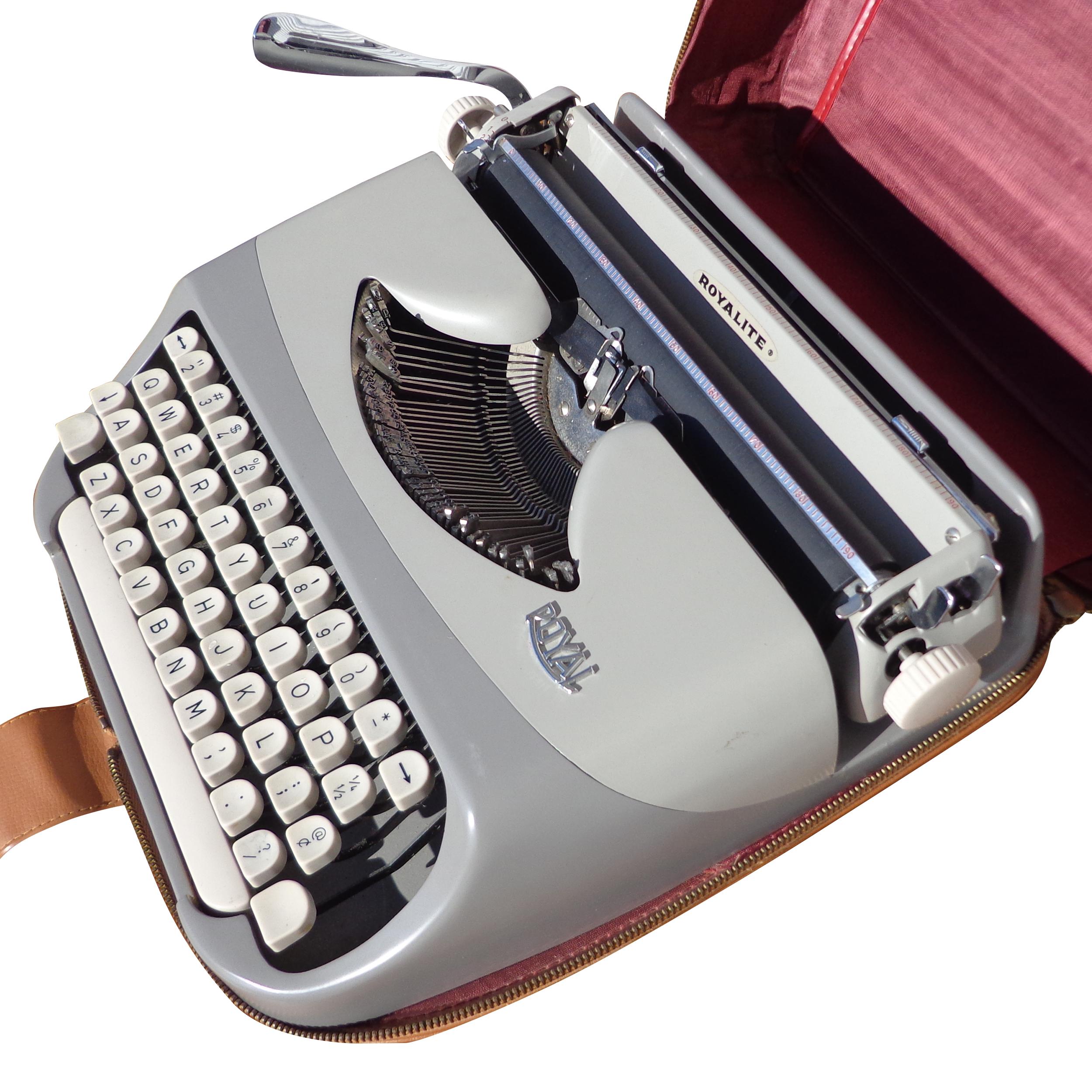 Industrial Vintage 1960's Royalite Portable Typewriter with Case