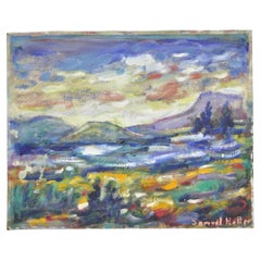 Vintage 1960s Samuel Heller "Mountain Landscape" Oil on Canvas Painting, Signed