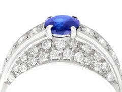 1960s 0.70 Carat Sapphire and Diamond White Gold Cocktail Ring