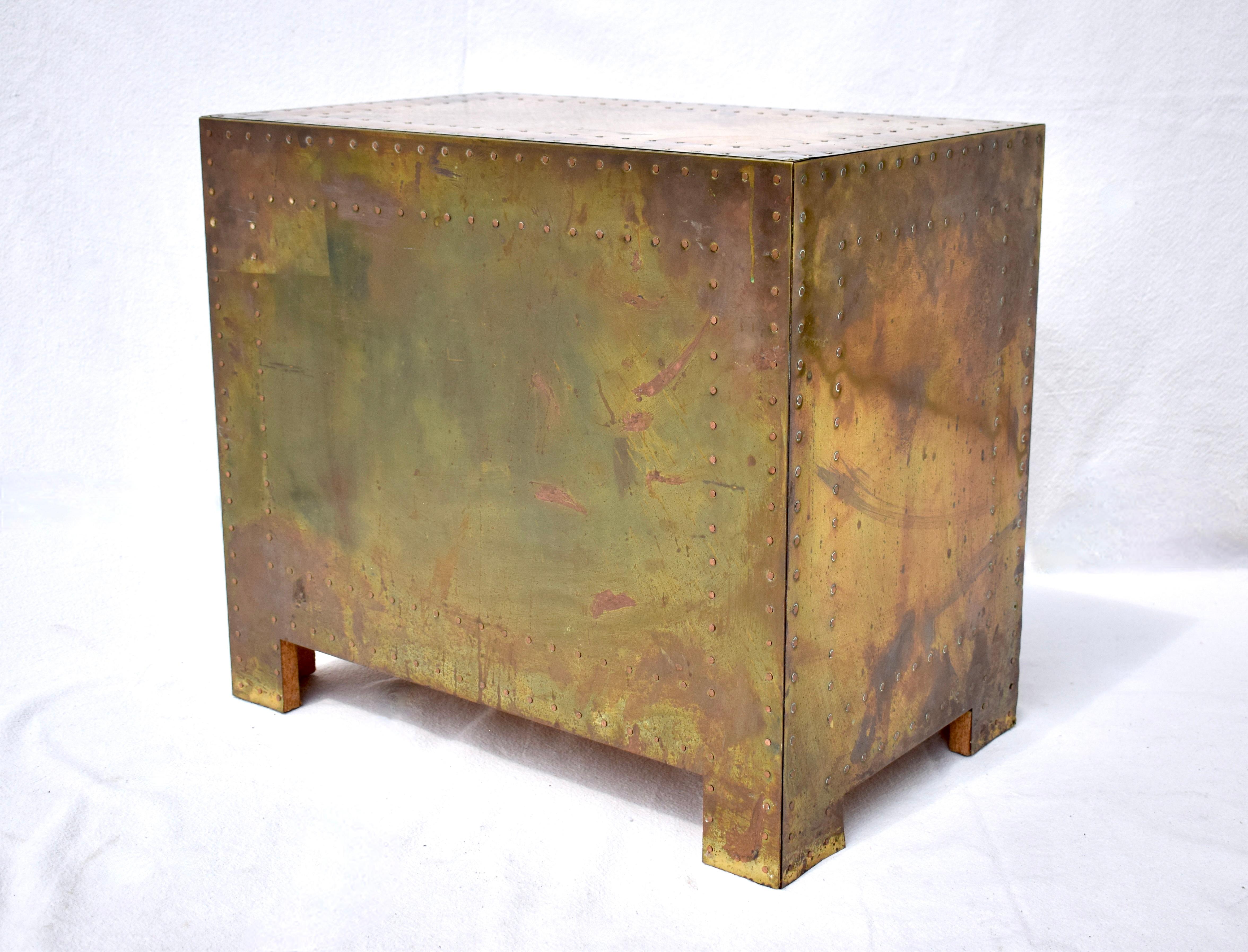 Vintage 1960s Sarreid Spain Brass and Copper Chest of Drawers 1
