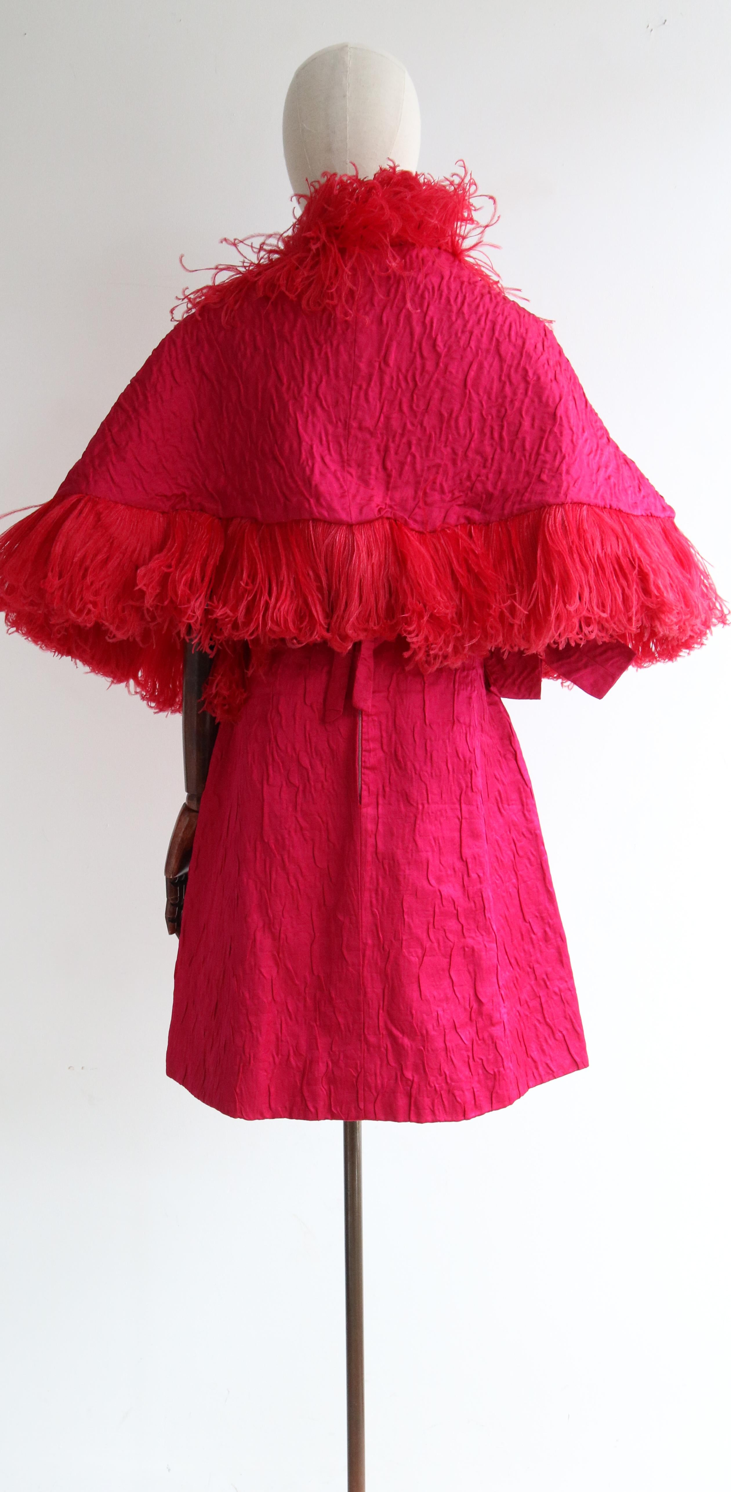 Vintage 1960's Satin Matelasse Dress, Capelet & Shoe Set UK 12 US 8 For Sale 10