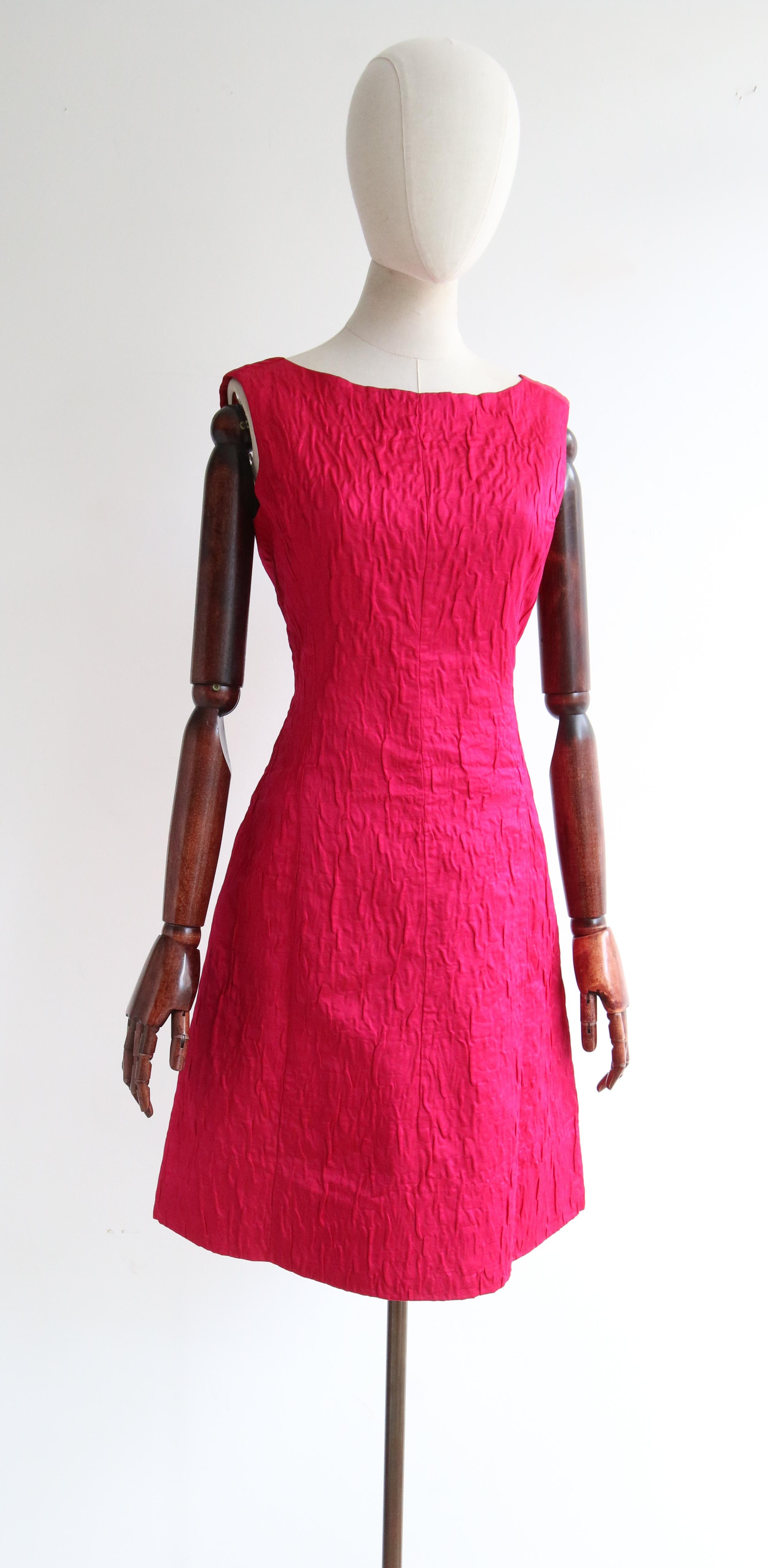 Women's Vintage 1960's Satin Matelasse Dress, Capelet & Shoe Set UK 12 US 8 For Sale