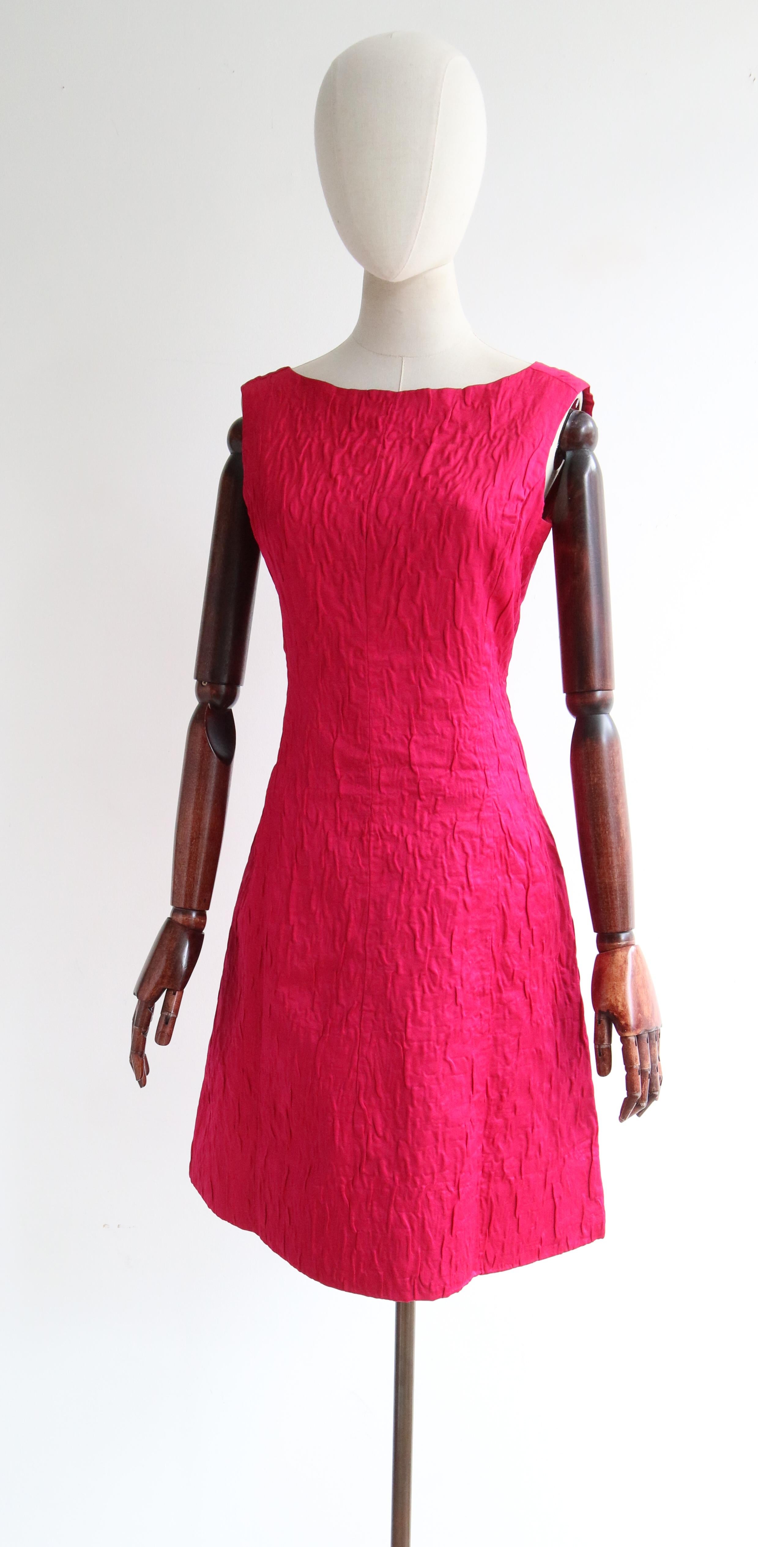 Vintage 1960's Satin Matelasse Dress, Capelet & Shoe Set UK 12 US 8 For Sale 2