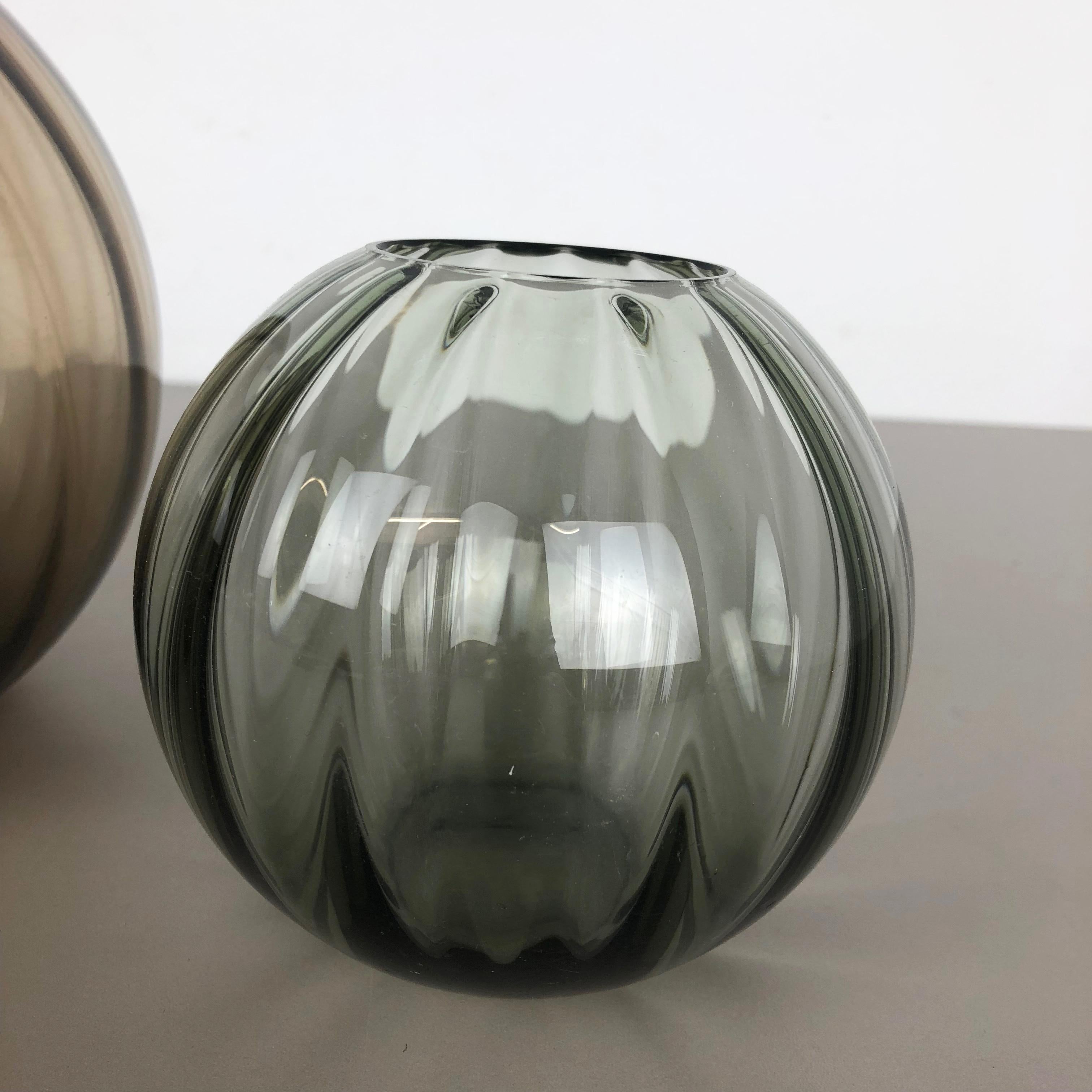 Mid-Century Modern Vintage 1960s Set of 2 Ball Vases Turmaline by Wilhelm Wagenfeld for WMF Germany For Sale