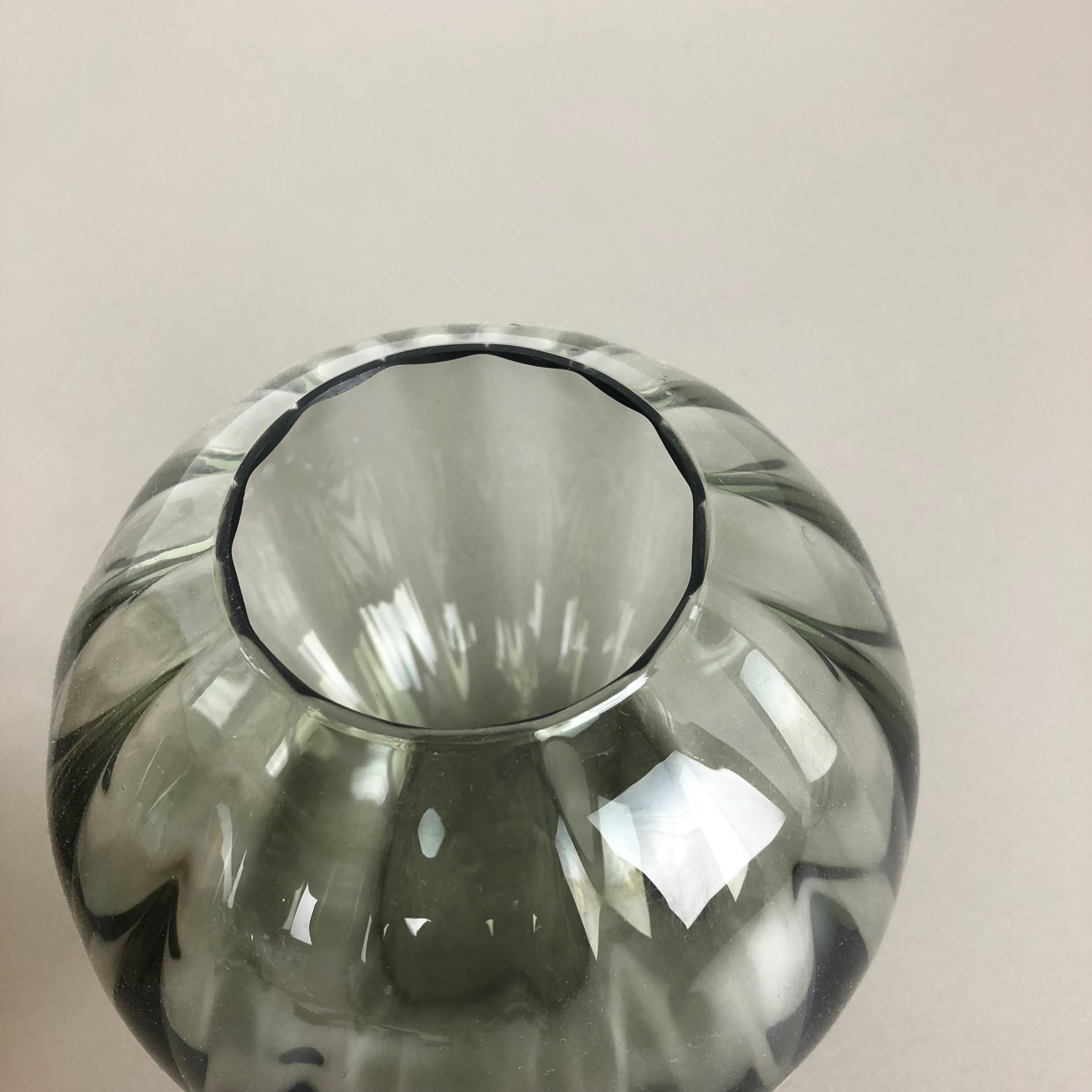 Glass Vintage 1960s Set of 2 Ball Vases Turmaline by Wilhelm Wagenfeld for WMF Germany For Sale