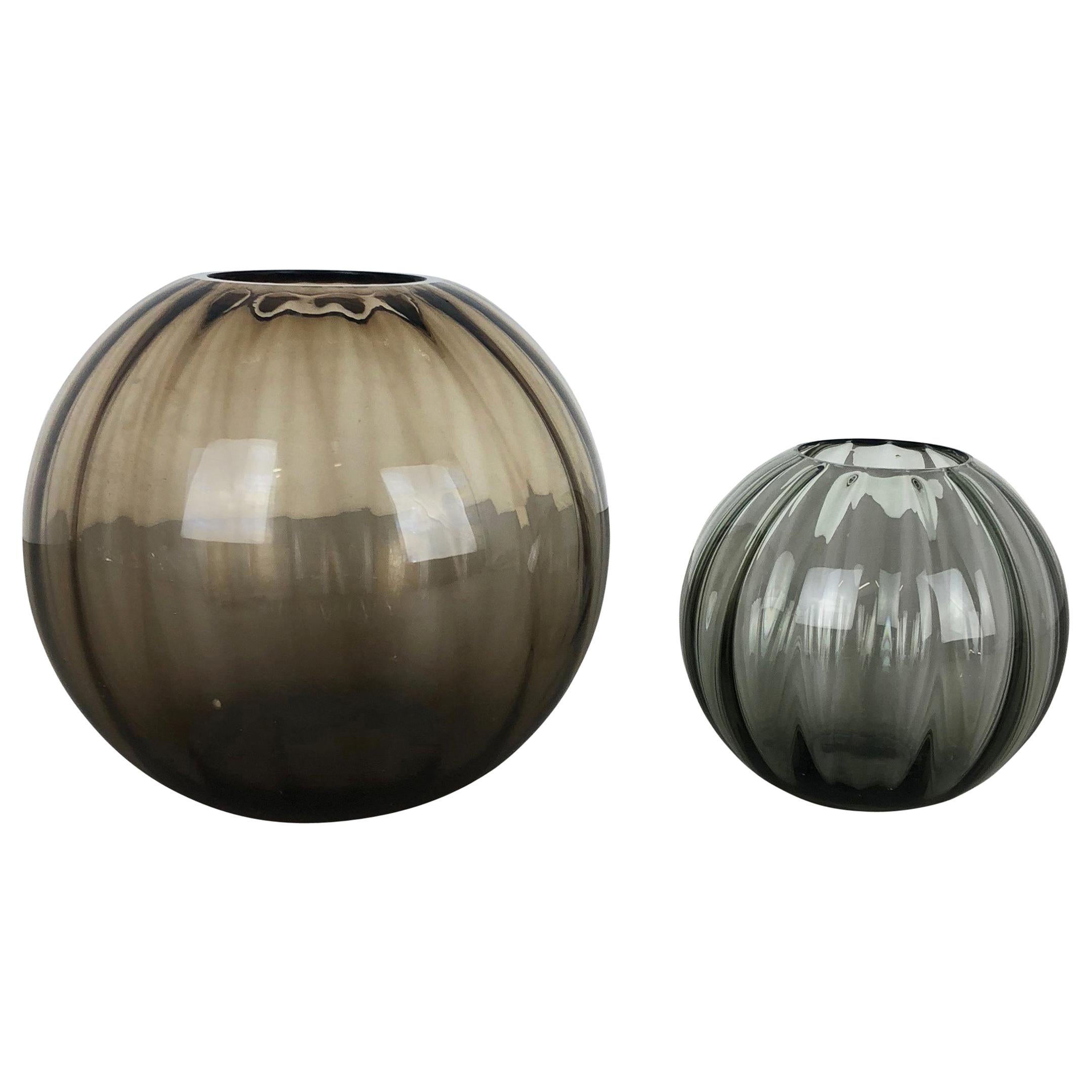 Vintage 1960s Set of 2 Ball Vases Turmaline by Wilhelm Wagenfeld for WMF Germany