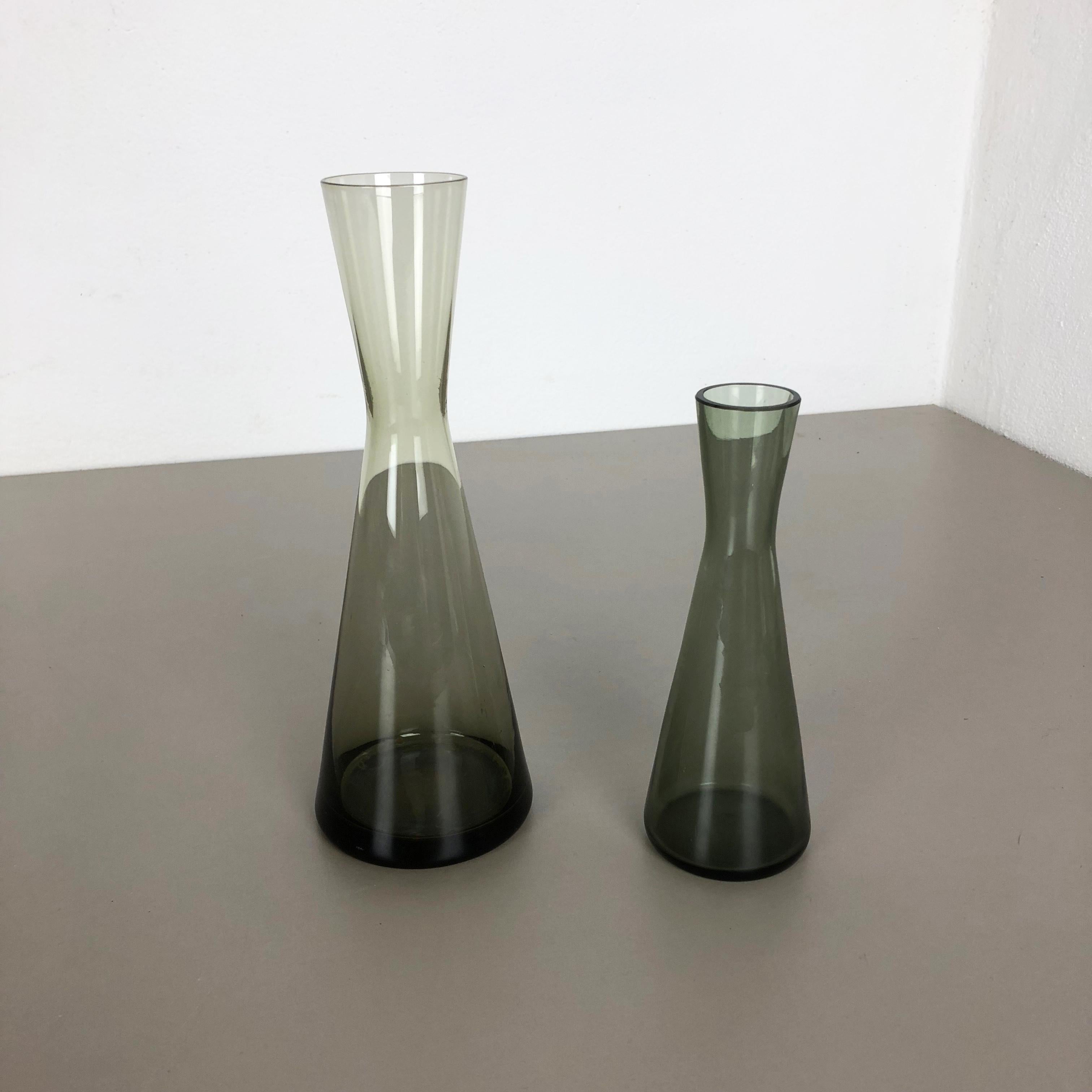 Mid-Century Modern Vintage 1960s Set of 2 Turmalin Vases by Wilhelm Wagenfeld for WMF, Germany For Sale