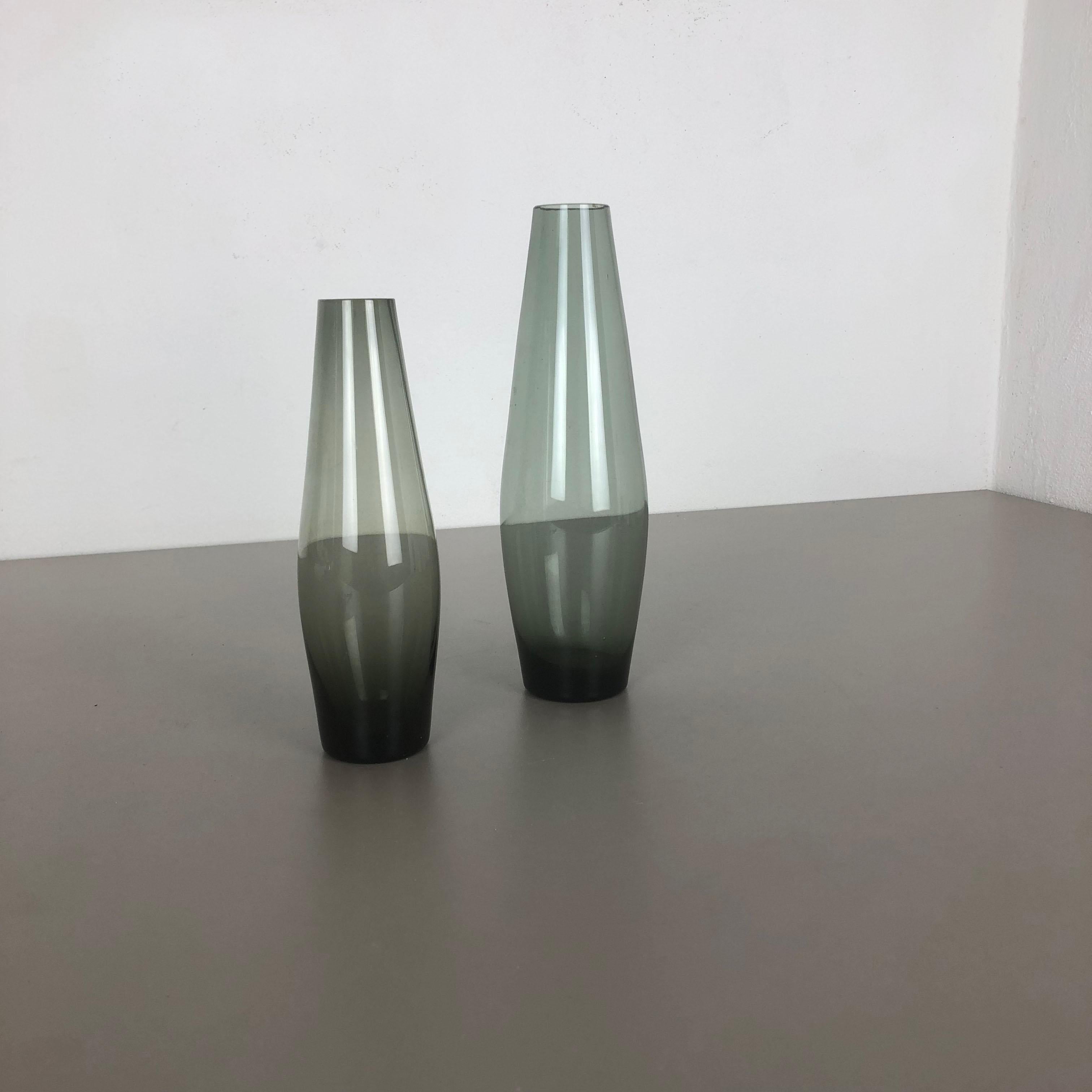 Mid-Century Modern Vintage 1960s Set of 2 Turmaline Vases by Wilhelm Wagenfeld for WMF, Germany For Sale