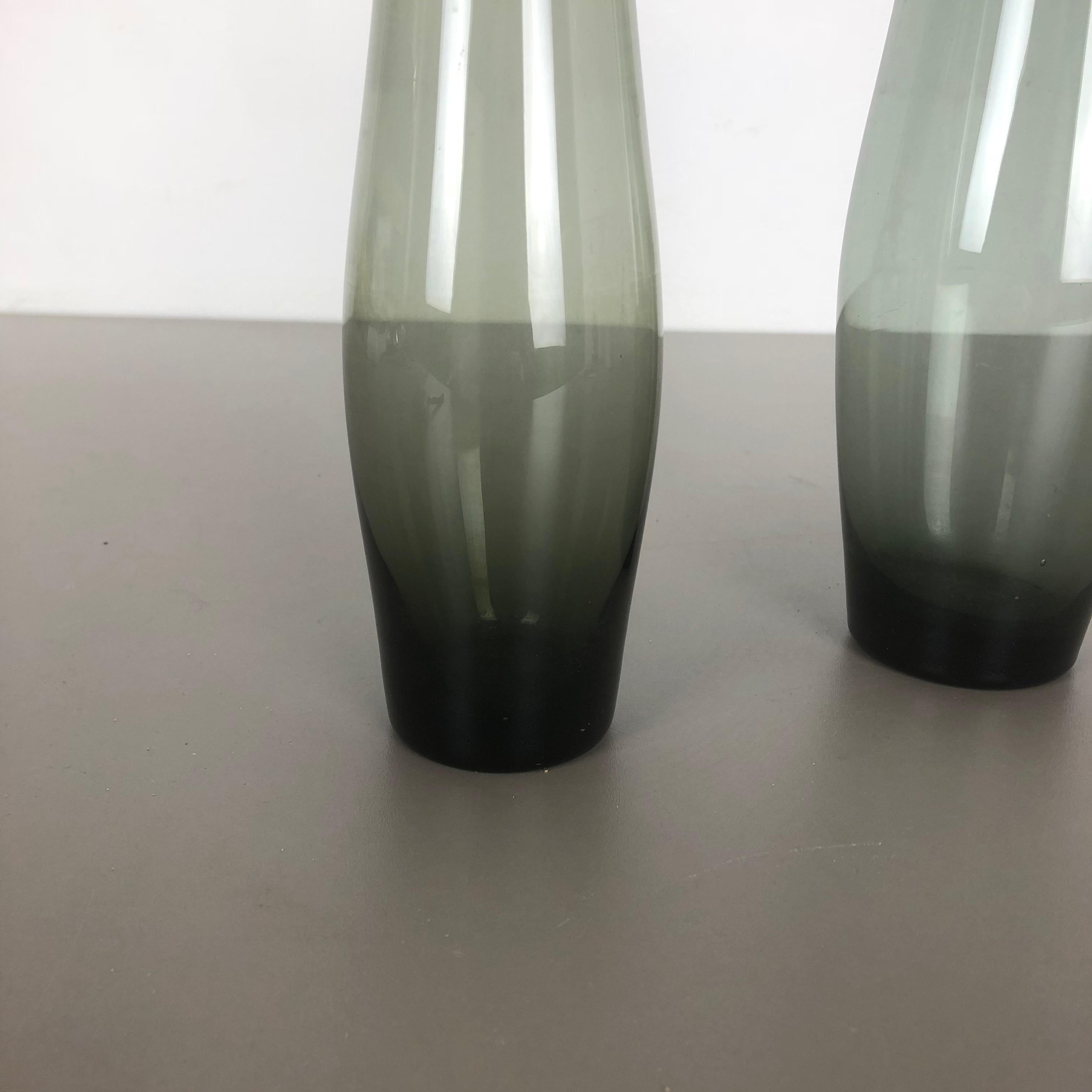 Mid-20th Century Vintage 1960s Set of 2 Turmaline Vases by Wilhelm Wagenfeld for WMF, Germany For Sale