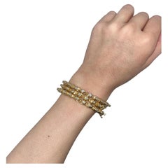 Vintage 1960's Set of 3 14K Yellow Gold Diamond Bangles