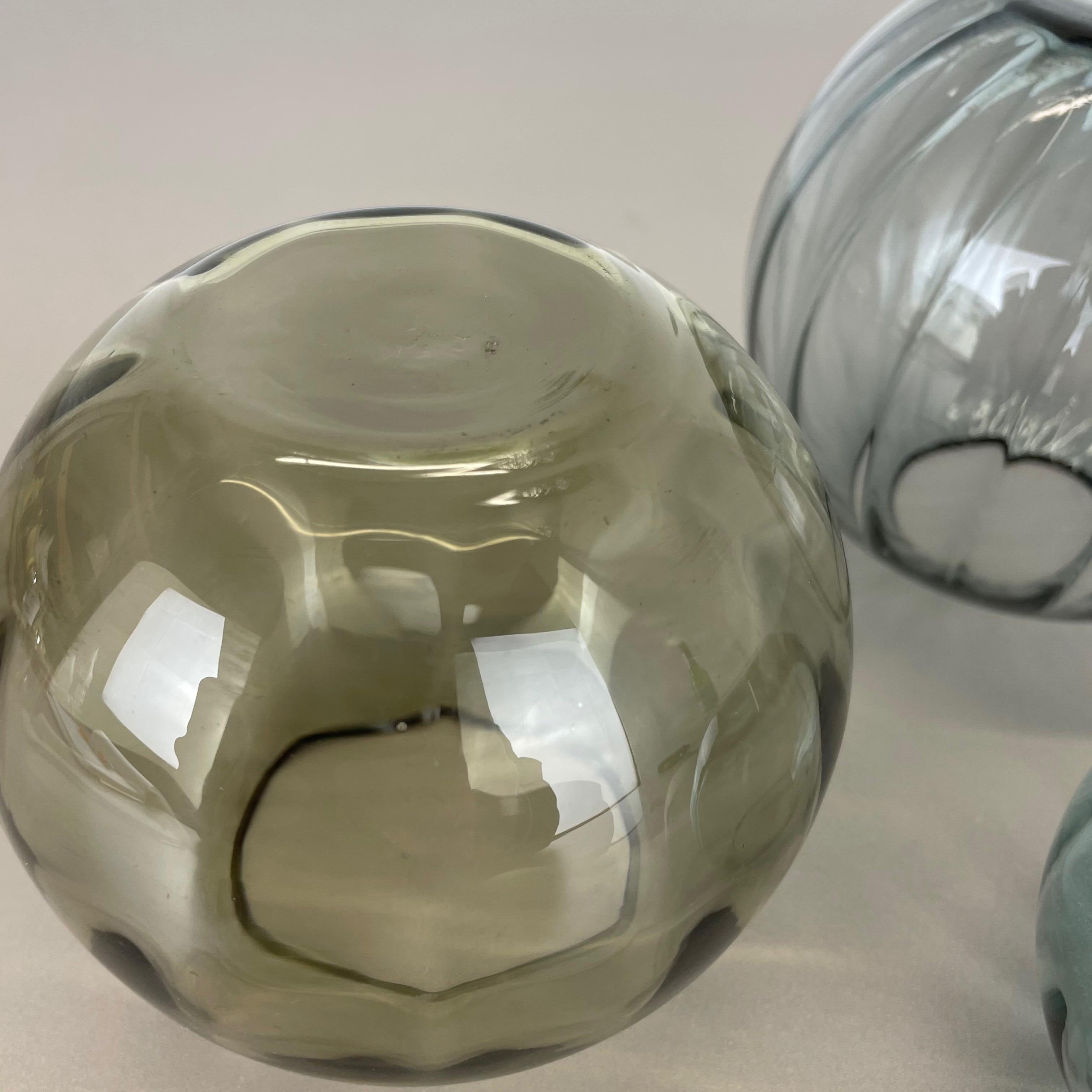 Vintage 1960s Set of 3 Ball Vases Turmaline by Wilhelm Wagenfeld for WMF Germany For Sale 13