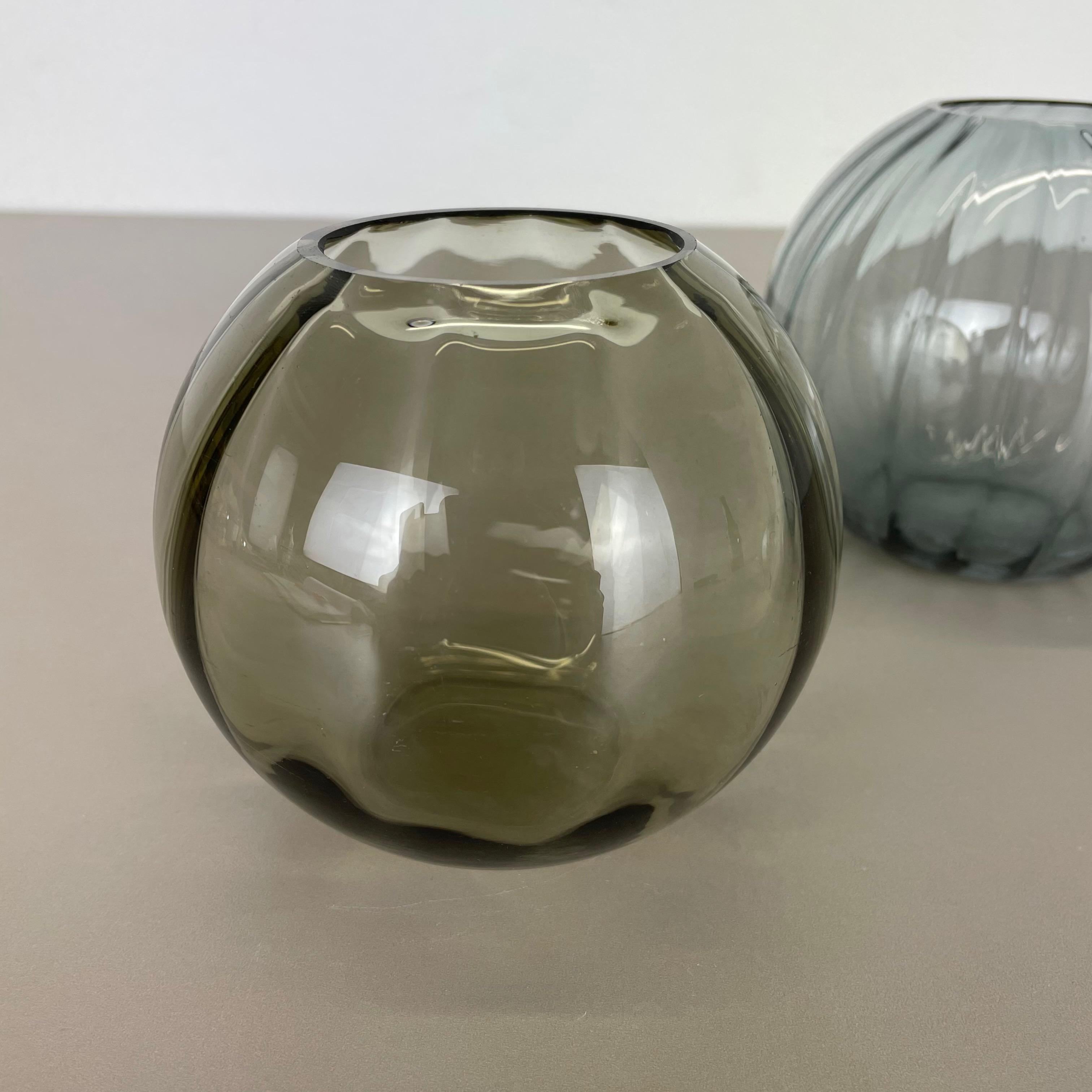 Mid-20th Century Vintage 1960s Set of 3 Ball Vases Turmaline by Wilhelm Wagenfeld for WMF Germany For Sale