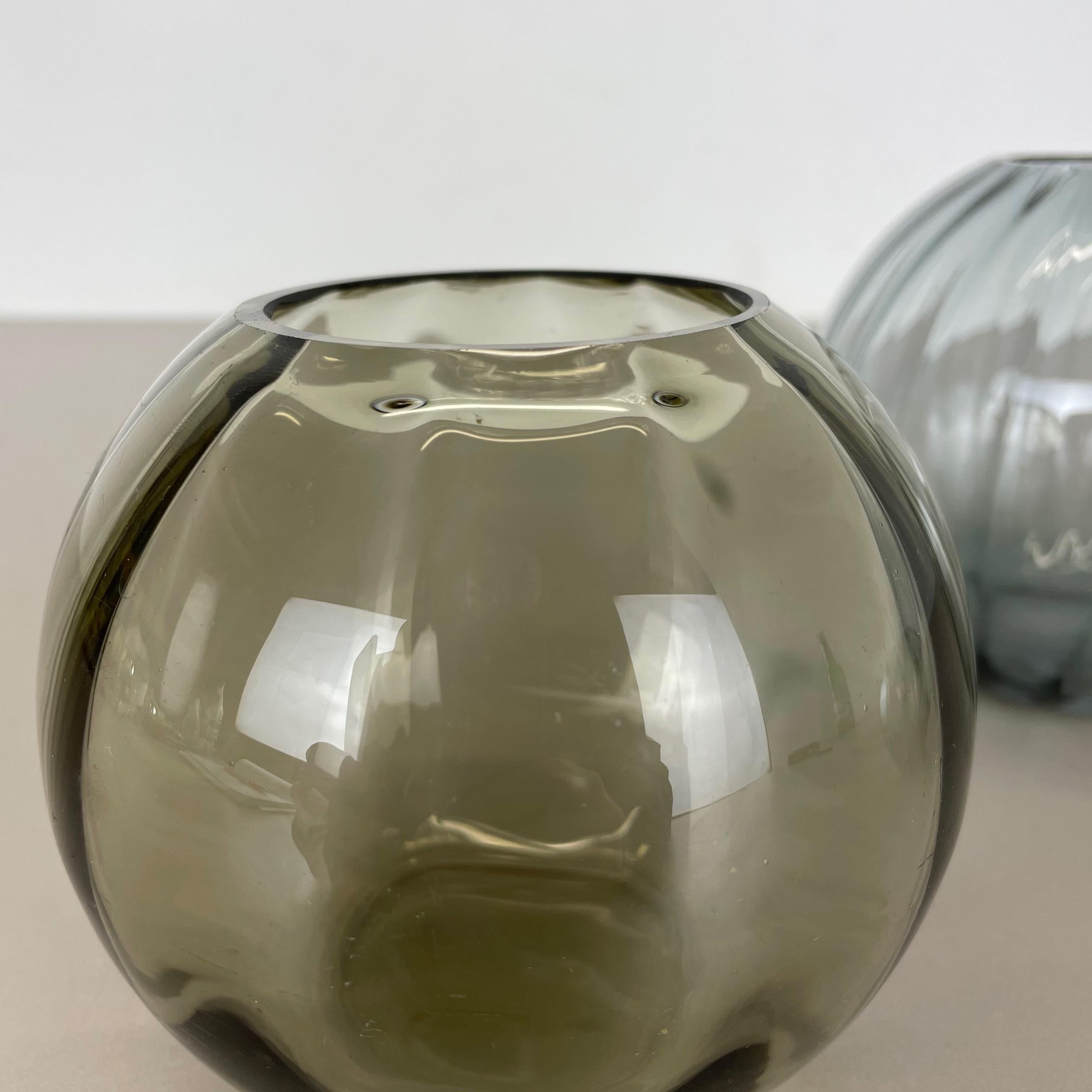 Vintage 1960s Set of 3 Ball Vases Turmaline by Wilhelm Wagenfeld for WMF Germany For Sale 3