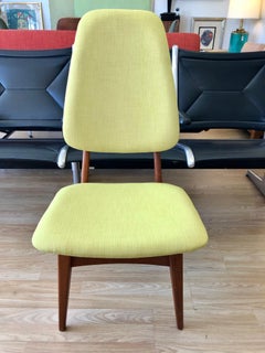 Vintage 1960s Set of Eight Norwegian Teak and Chartreuse Dining Chairs