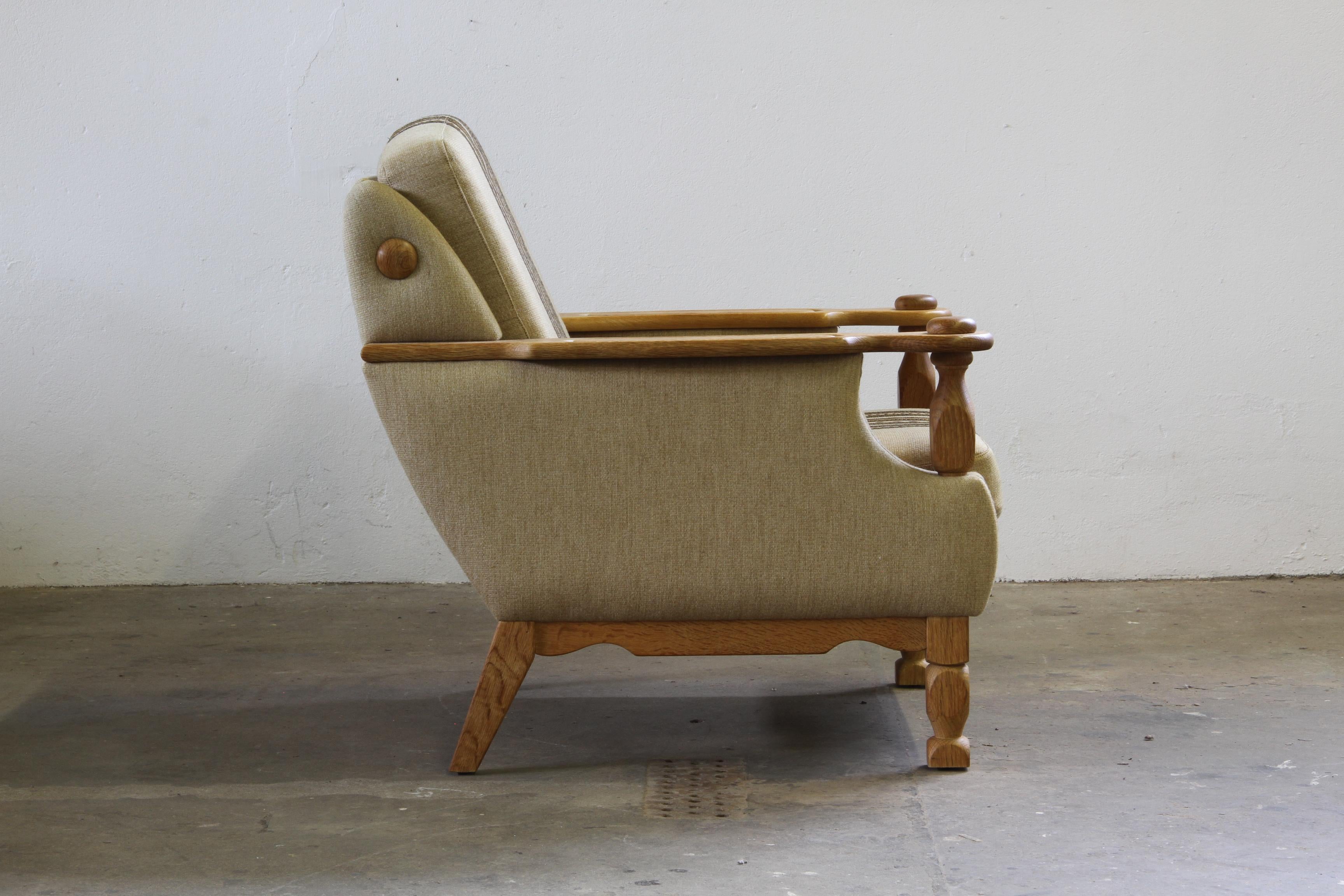 Vintage 1960s set of Low & High Back Lounge Chair Oak, Style of Henning Kjærnulf en vente 3