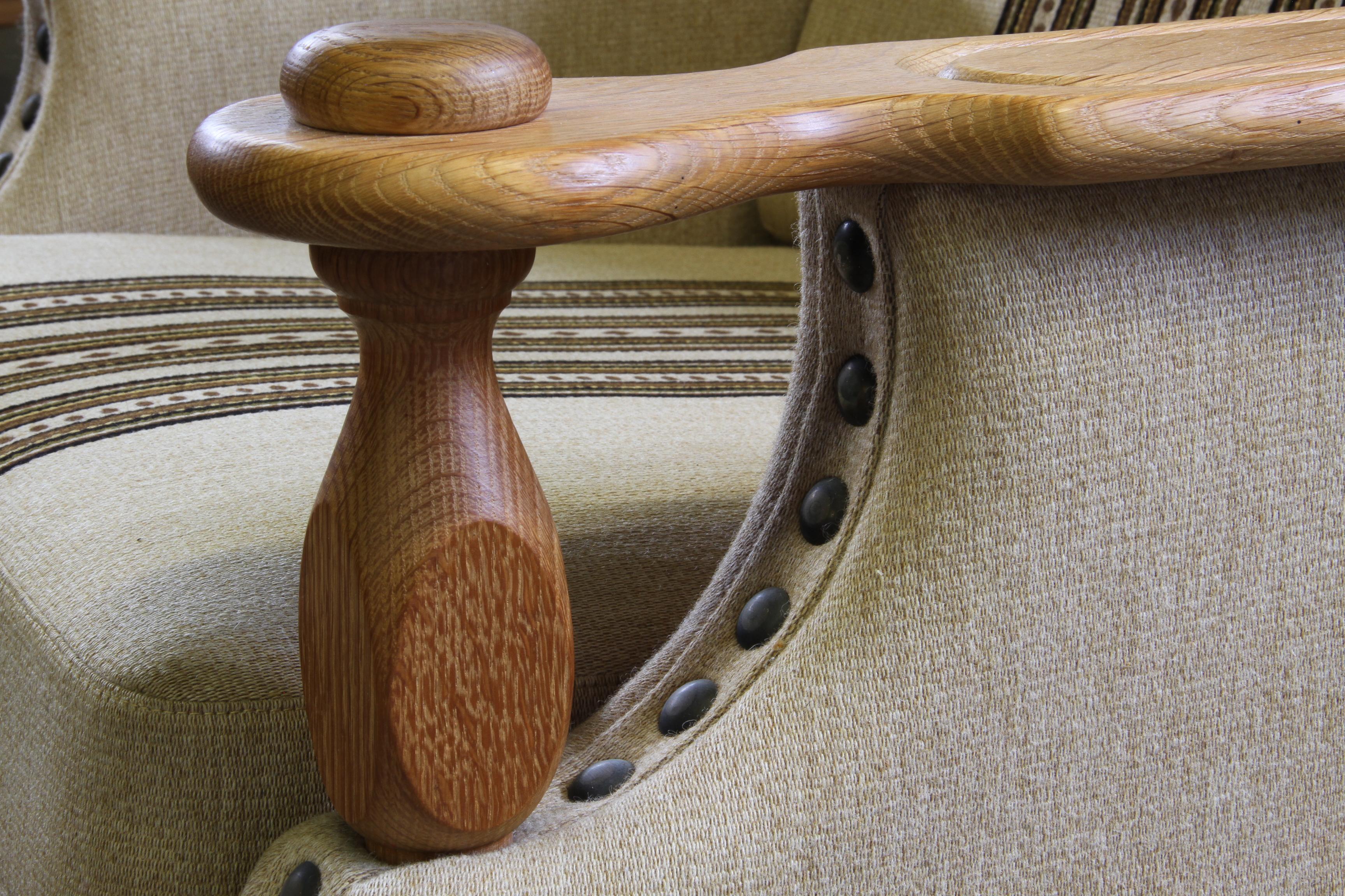 Vintage 1960s set of Low & High Back Lounge Chair Oak, Style of Henning Kjærnulf en vente 8