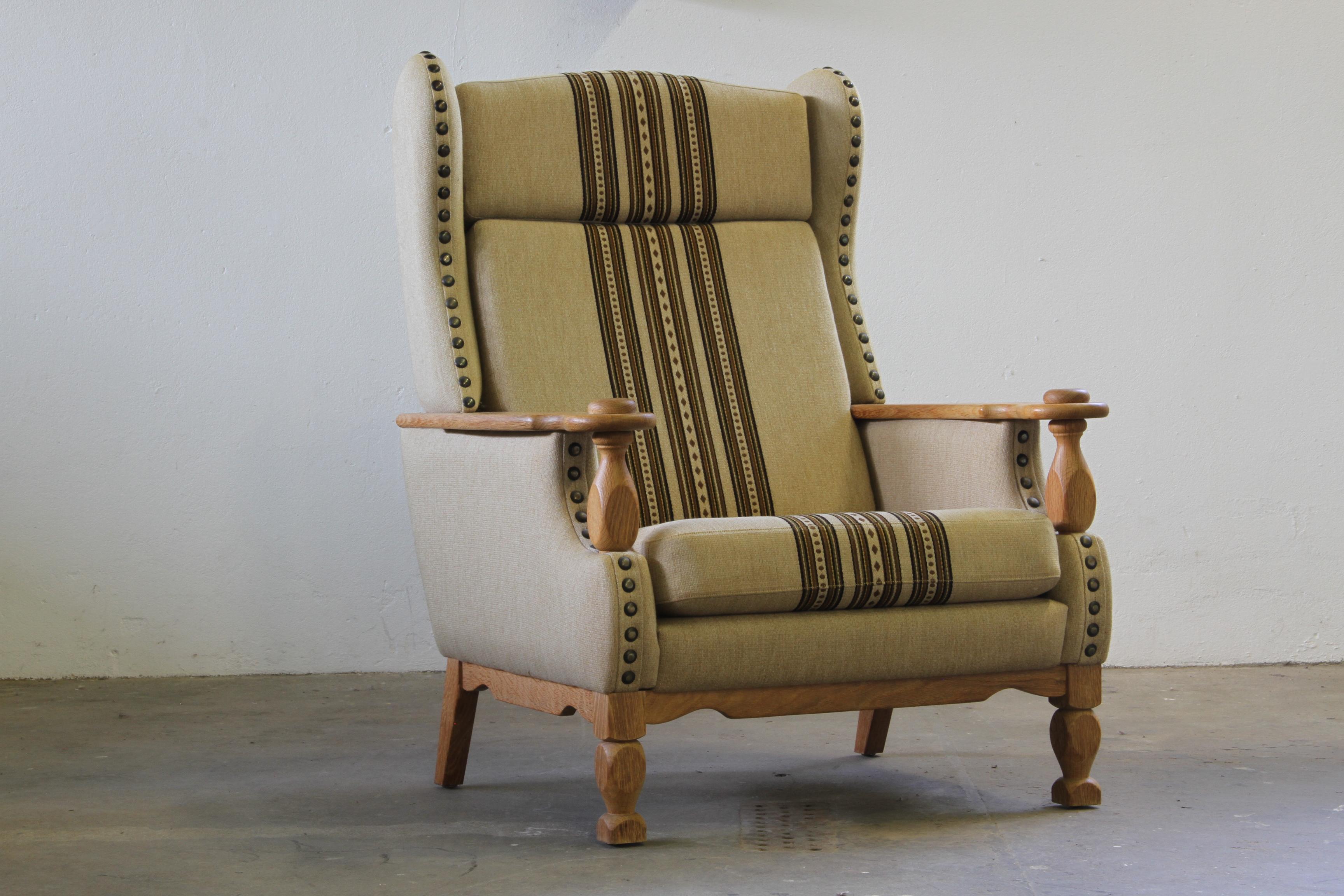 Vintage 1960s set of Low & High Back Lounge Chair Oak, Style of Henning Kjærnulf en vente 11