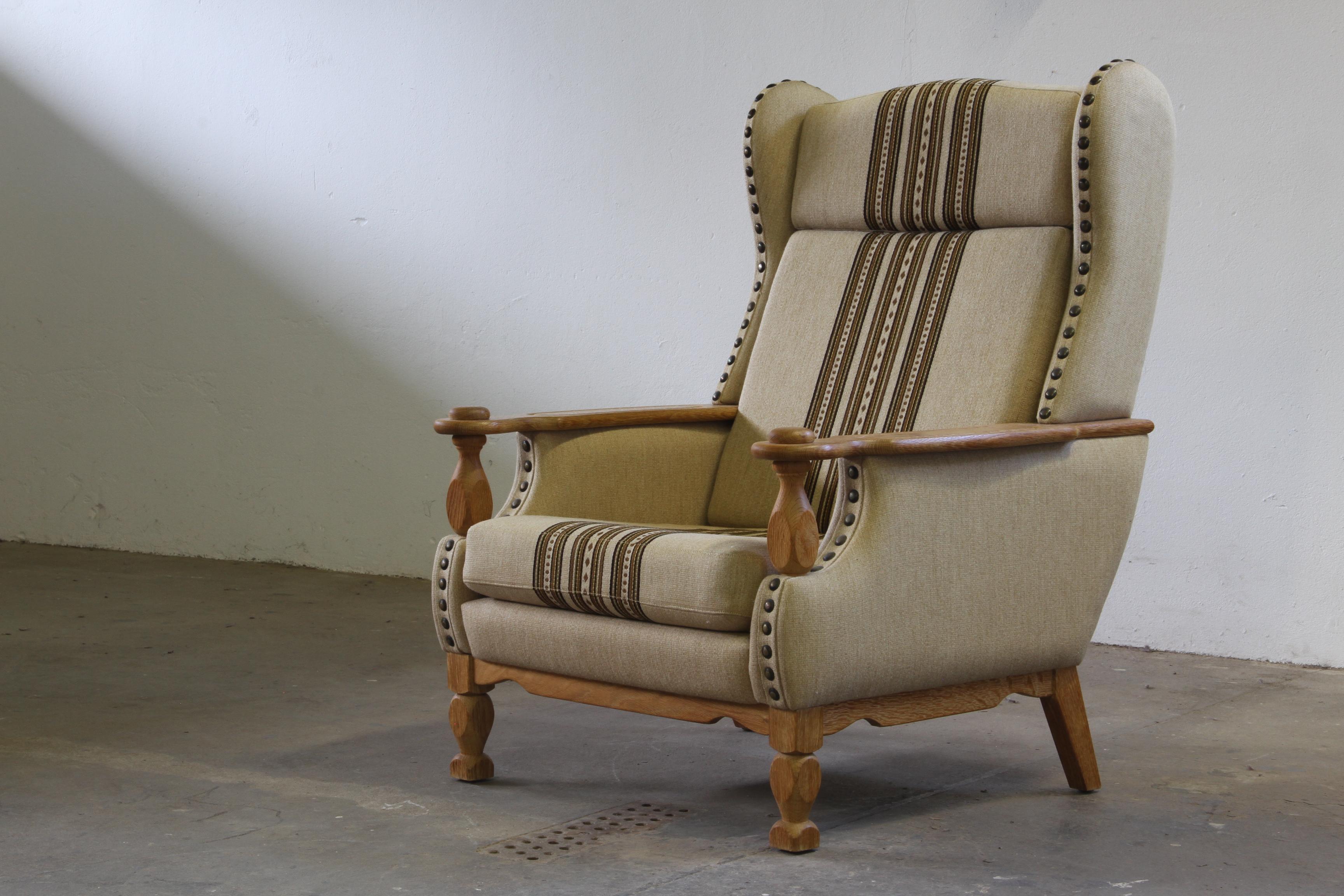 Vintage 1960s set of Low & High Back Lounge Chair Oak, Style of Henning Kjærnulf en vente 12