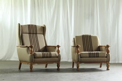 Set di sedie da salotto con schienale basso e alto Oak, stile Henning Kjærnulf, anni '60.