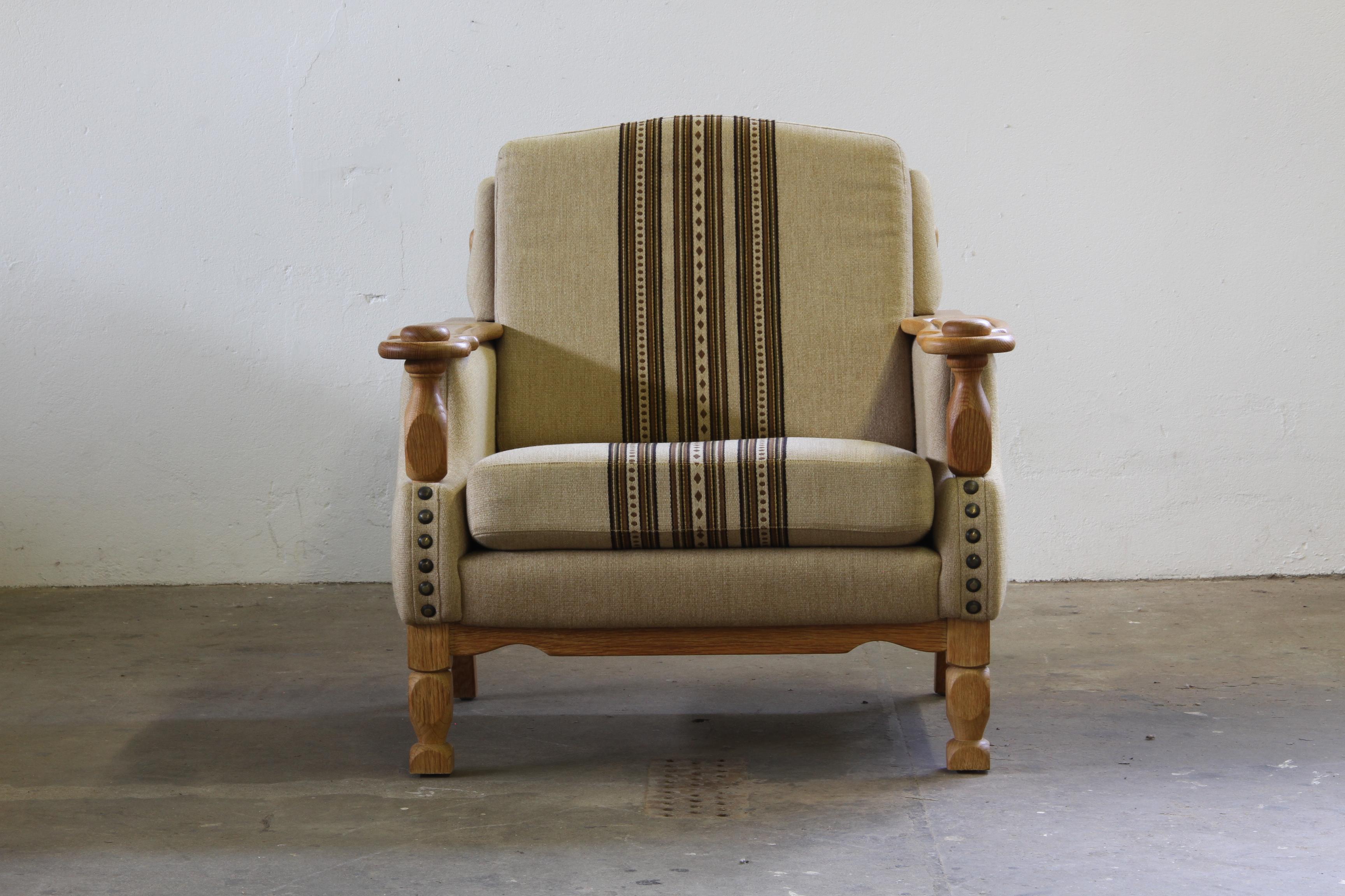 Vintage 1960s set of Low & High Back Lounge Chair Oak, Style of Henning Kjærnulf en vente 2