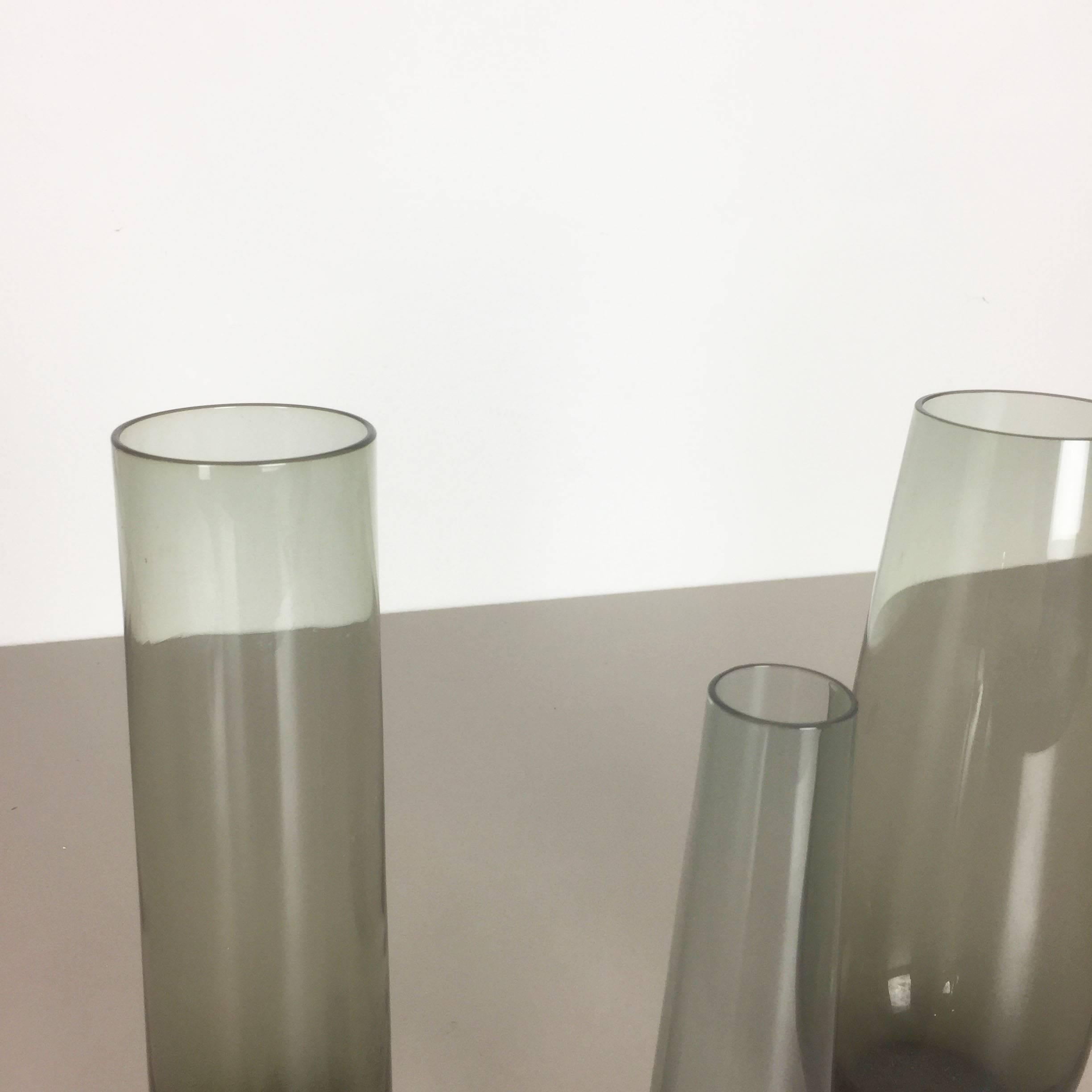 Mid-Century Modern Vintage 1960s Set of Three Turmalin Vases by Wilhelm Wagenfeld for WMF, Germany