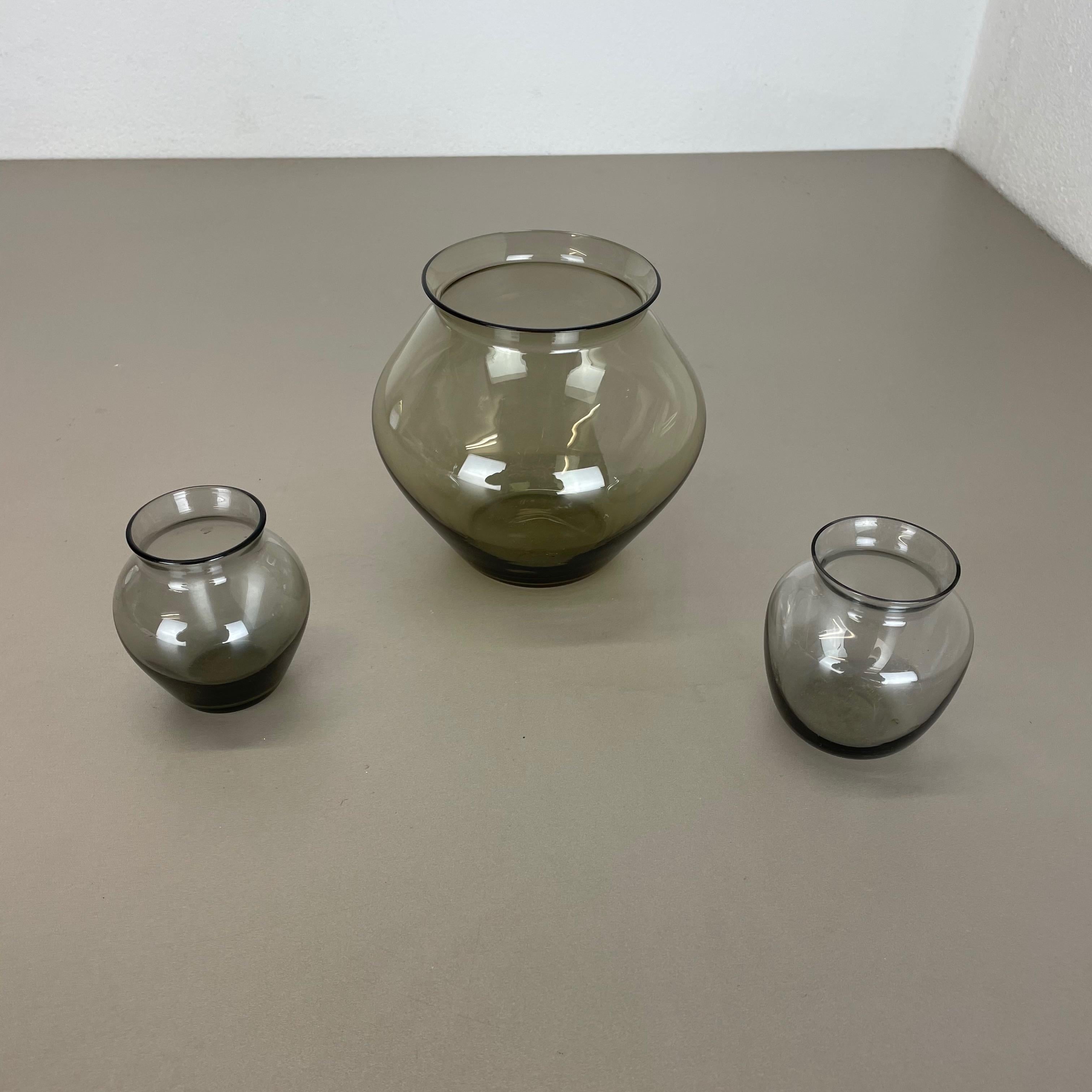 Mid-Century Modern Vintage 1960s Set of Three Turmalin Vases by Wilhelm Wagenfeld for WMF, Germany For Sale