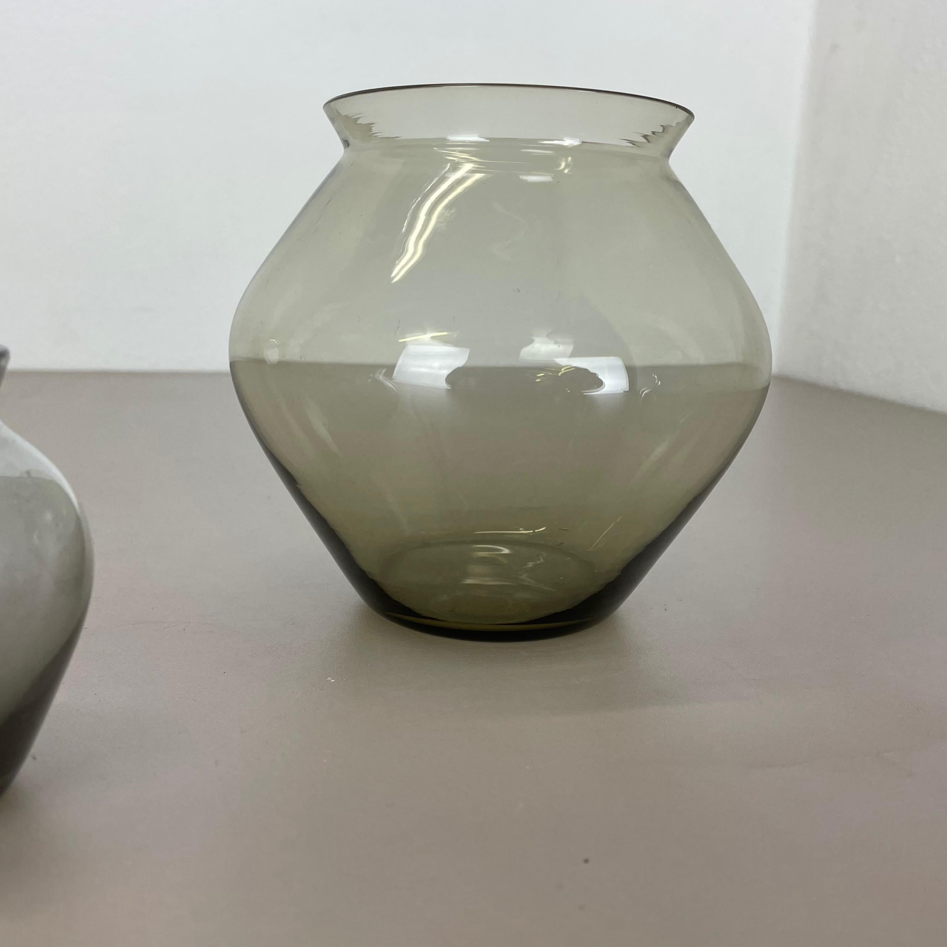 Verre Ensemble de trois vases en turmalin vintage des années 1960 par Wilhelm Wagenfeld pour WMF, Allemagne en vente