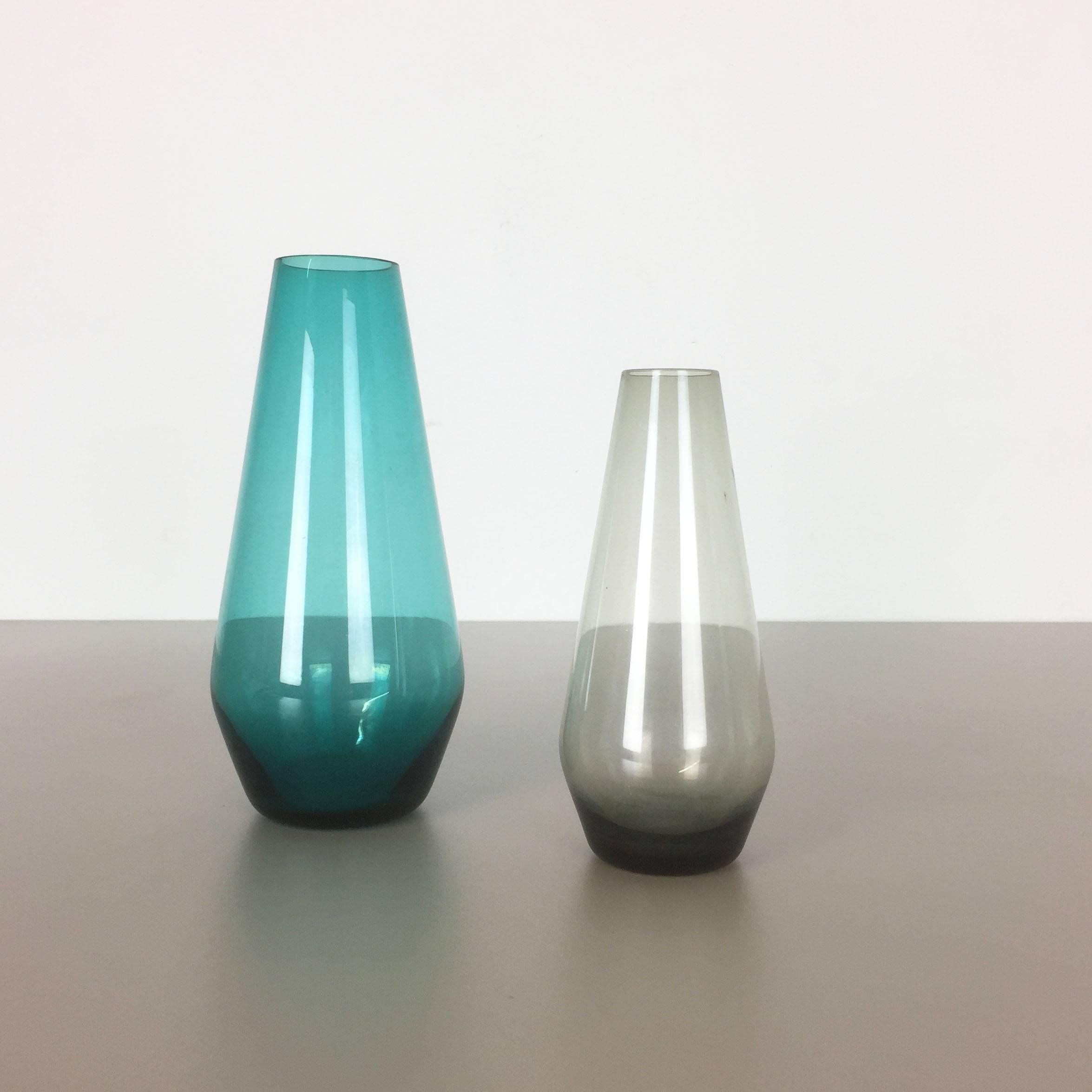 Mid-Century Modern Vintage 1960s Set of Two Turmalin Vases by Wilhelm Wagenfeld for WMF, Germany For Sale