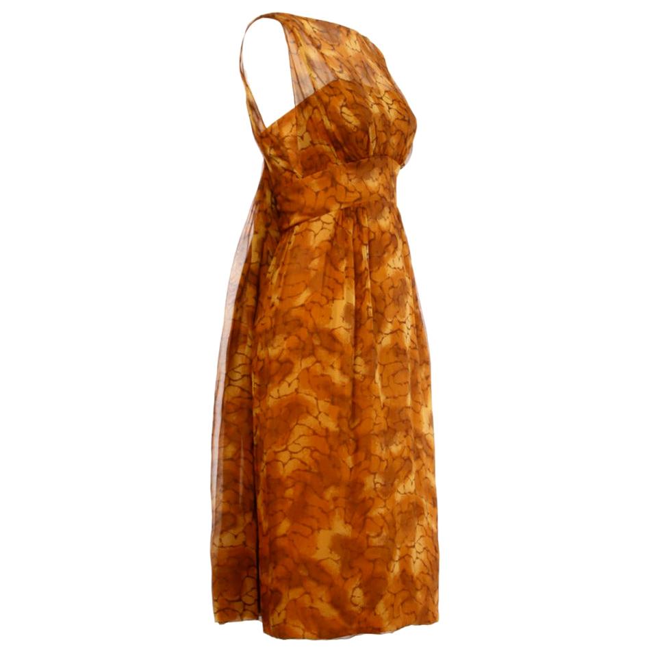 Vintage 1960s Silk Chiffon Cocktail Dress For Sale