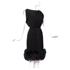 Vintage 1960s Silk Cocktail Dress with Ruffled Hem