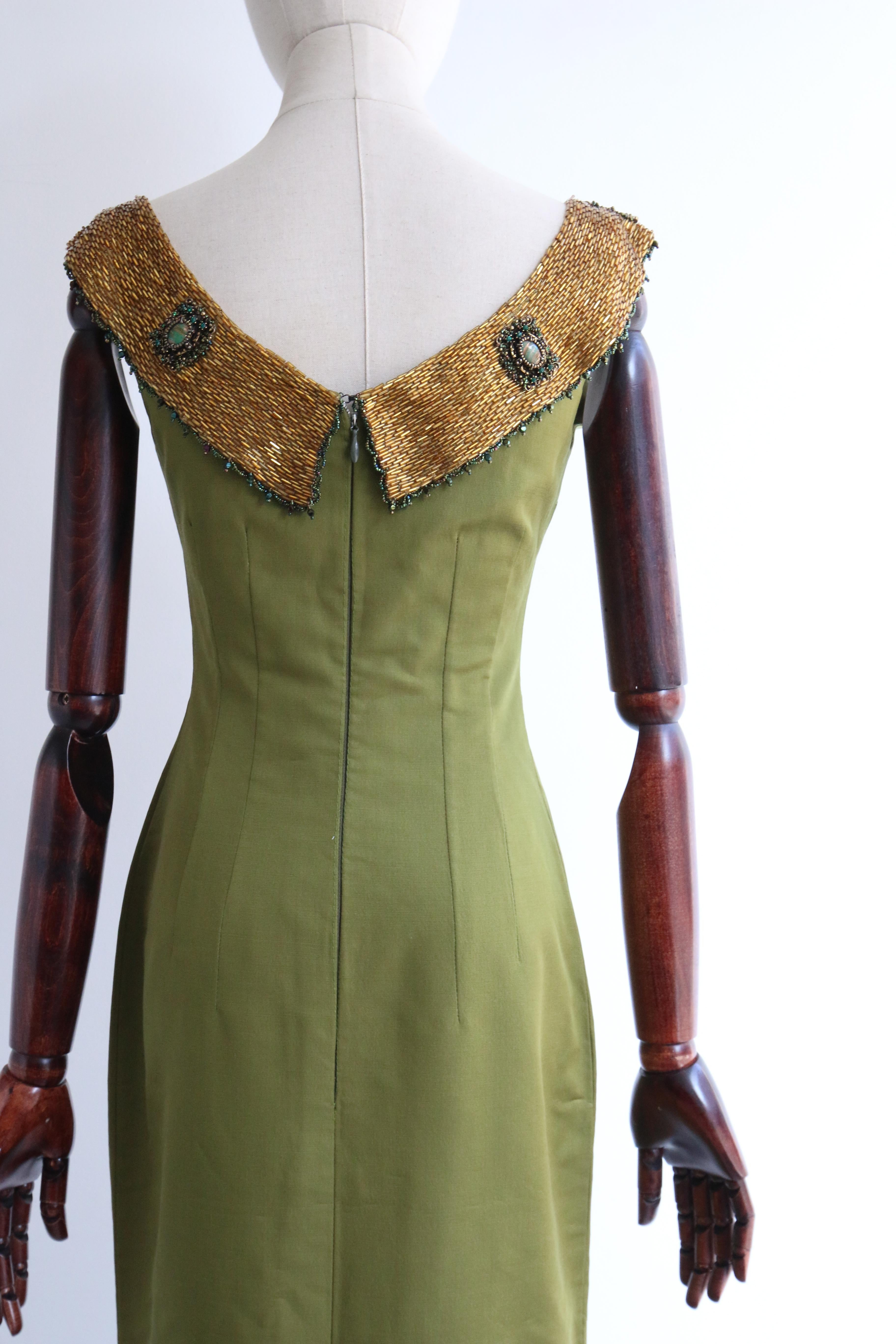 Vintage 1960's Silk & Gold Beaded Dress UK 8 US 4 6