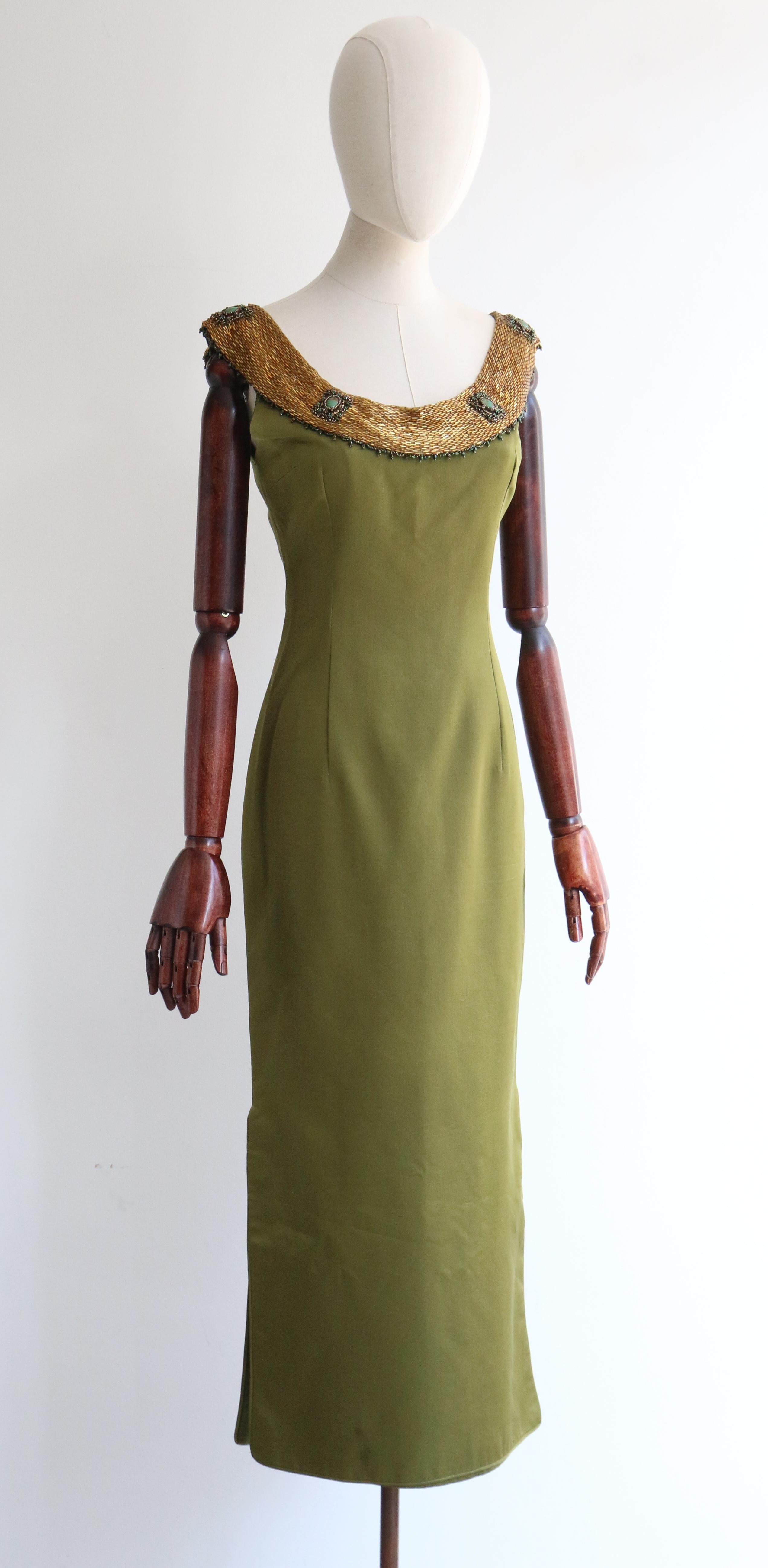 Women's or Men's Vintage 1960's Silk & Gold Beaded Dress UK 8 US 4
