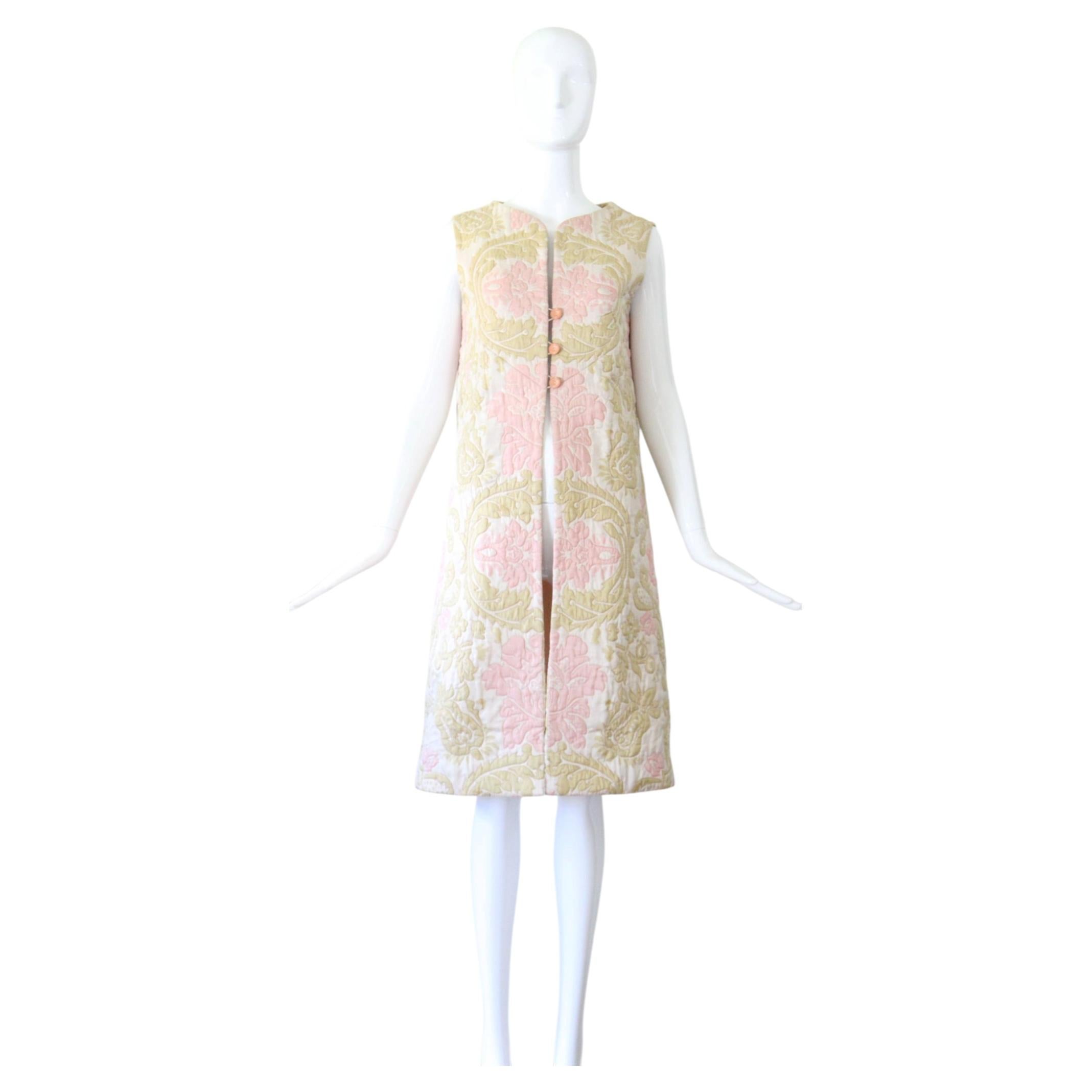 Vintage 1960's Silk Paisley Longline Waistcoat Thai Silk UK 12 US 8