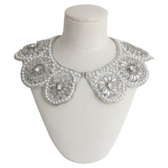 Vintage 1960's silver beaded collar original 1960s beaded and embellished collar