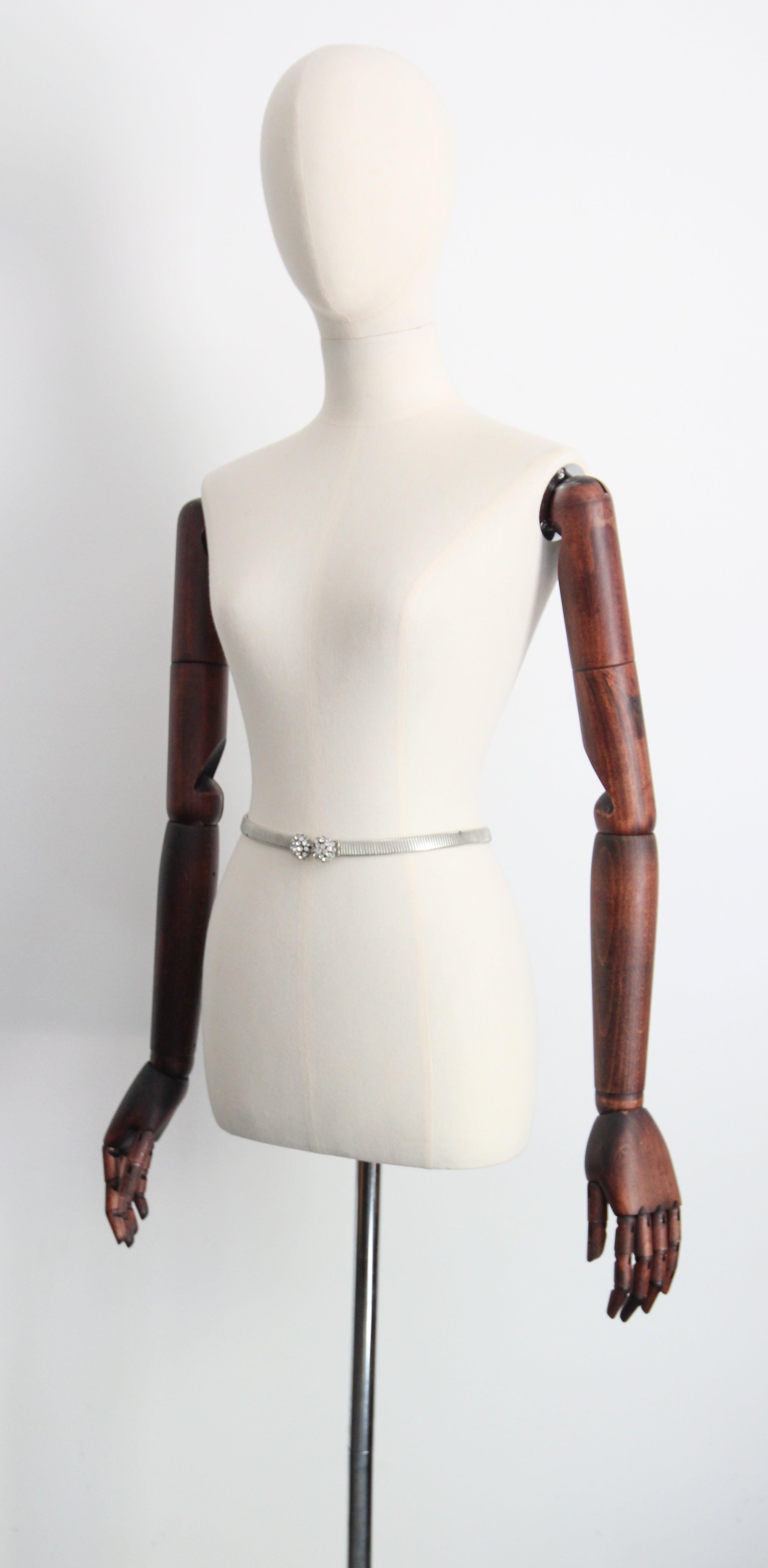Women's Vintage 1960's silver rhinestone domes belt  1960's silver waist chain belt For Sale