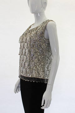 Vintage 1960s  Silver Sequinned Evening Top