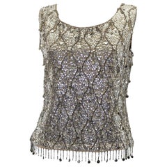 Retro 1960s  Silver Sequinned Evening Top