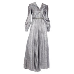Vintage 1960s 1970s Silver Sparkle Palazzo Jumpsuit Evening Dress Alternative