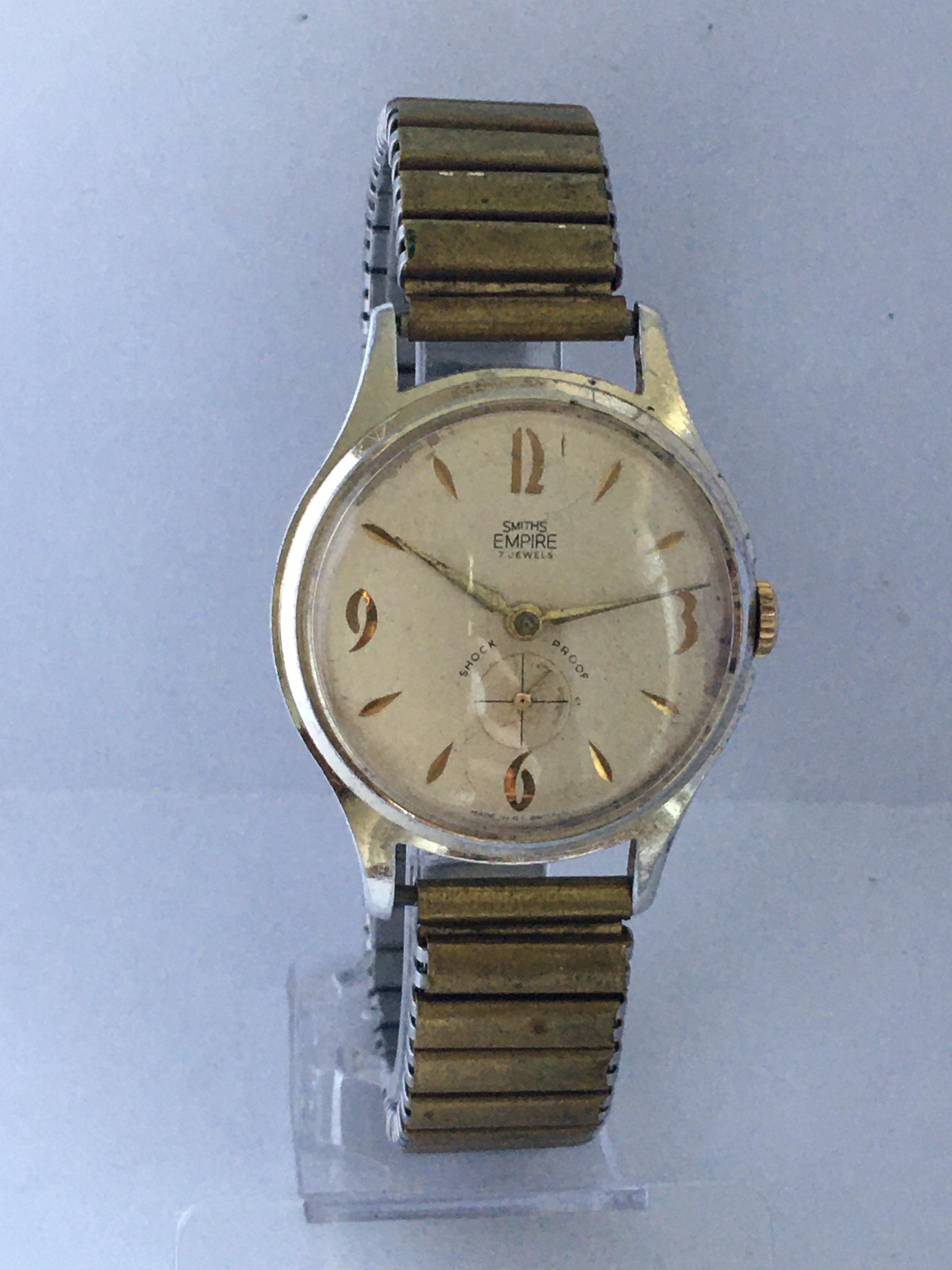 This beautiful 1960’s English Mechanical Watch is in good Working condition and it is ticking well. Visible signs of ageing and wear some scratches on the gold plated case and strap and is tarnished as shown.

Please study the images carefully as