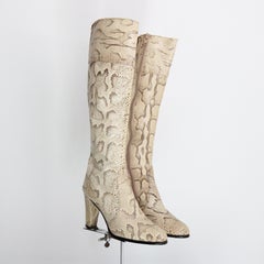 Vintage 1960's Botas de piel de serpiente Rosina Ferragamo Schiavone UK 4 US 6 EU 37