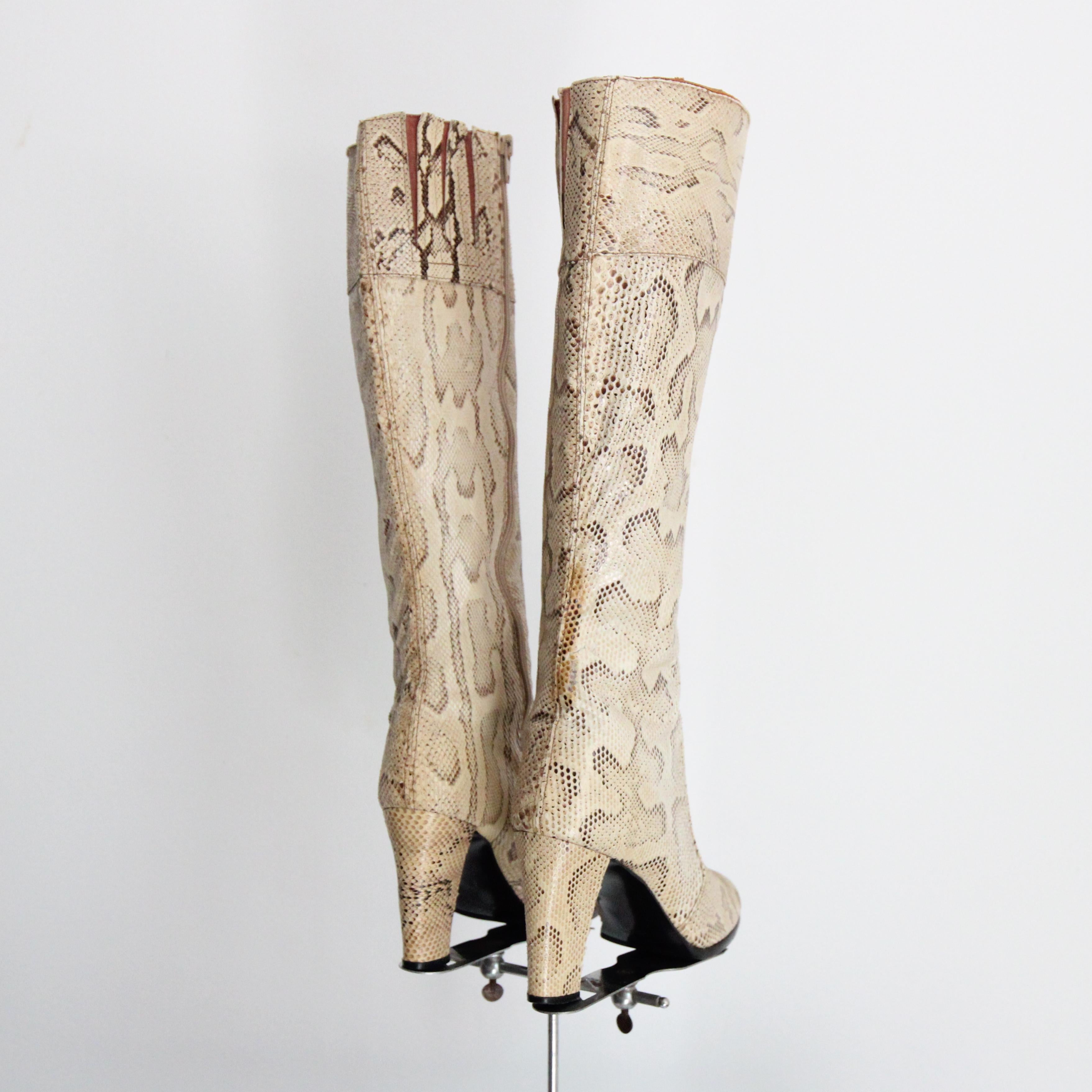 Vintage anni '60 Stivali in pelle di serpente Rosina Ferragamo Schiavone UK 4 US 6 EU 37 In condizioni buone in vendita a Cheltenham, GB