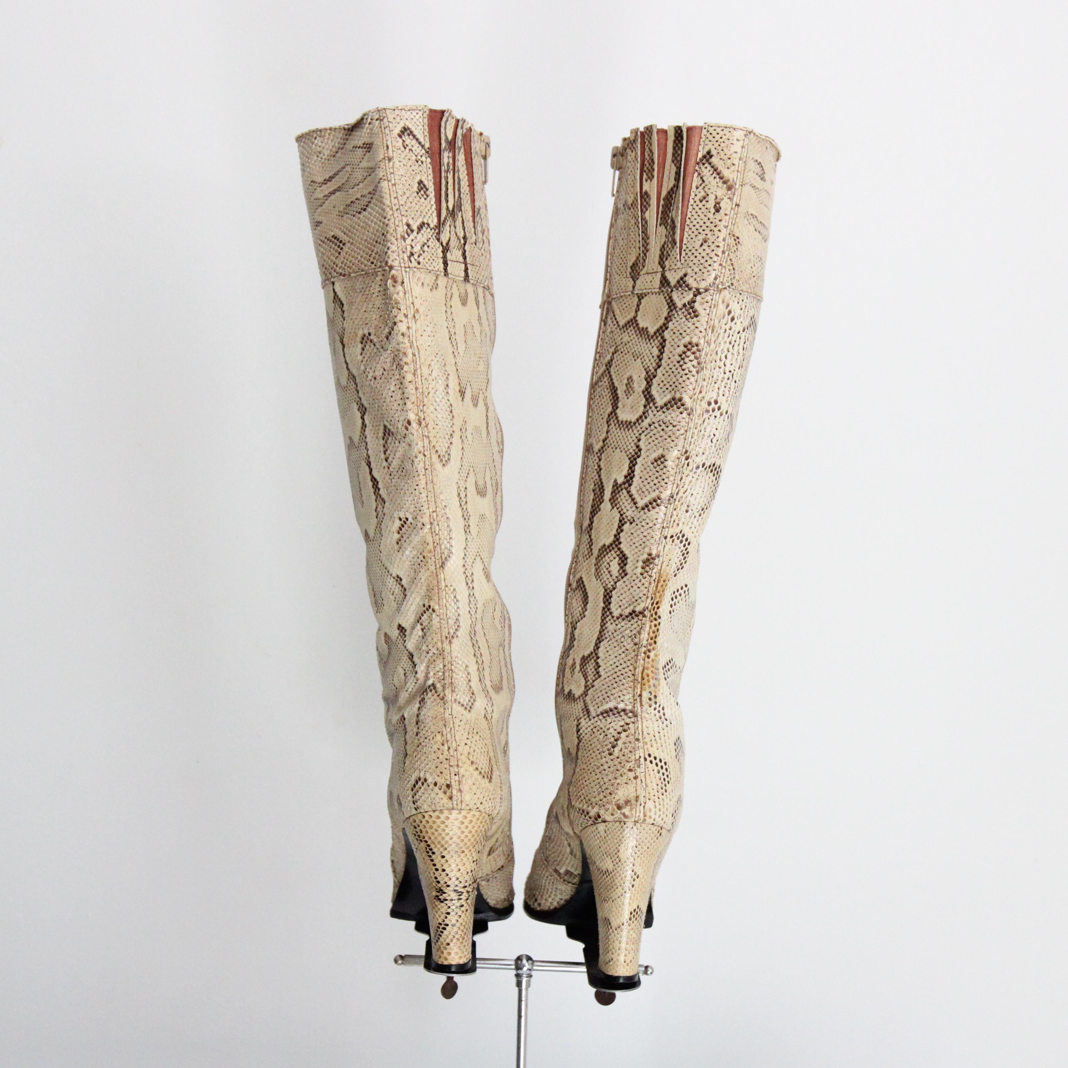 Donna Vintage anni '60 Stivali in pelle di serpente Rosina Ferragamo Schiavone UK 4 US 6 EU 37 in vendita