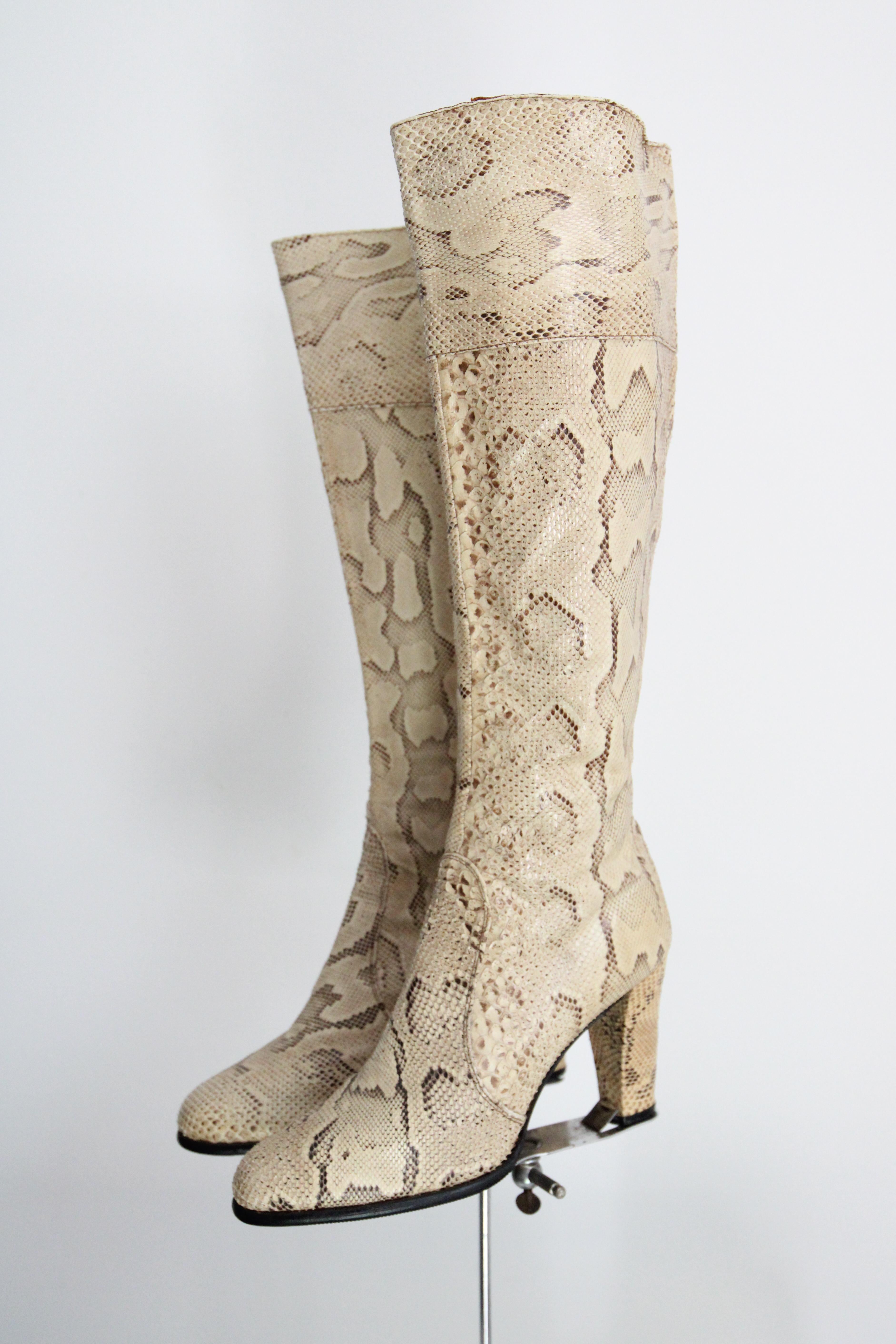 Vintage anni '60 Stivali in pelle di serpente Rosina Ferragamo Schiavone UK 4 US 6 EU 37 in vendita 3