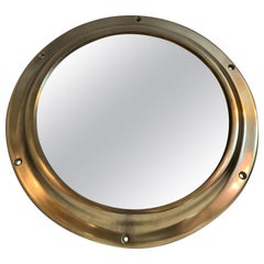 Retro 1960s Solid Polished Brass Wall Mounted Decorative Porthole Mirror