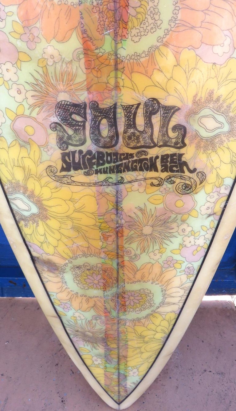 Vintage 1960s Soul Surfboards Single Fin Surfboard at 1stDibs