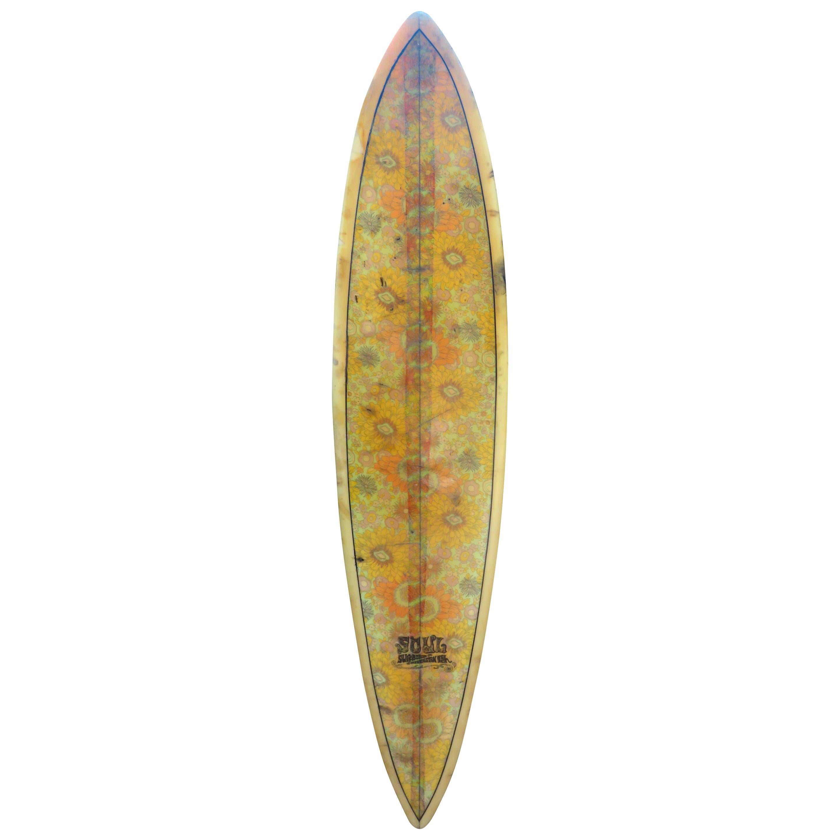 Vintage 1960s Soul Surfboards Single Fin Surfboard