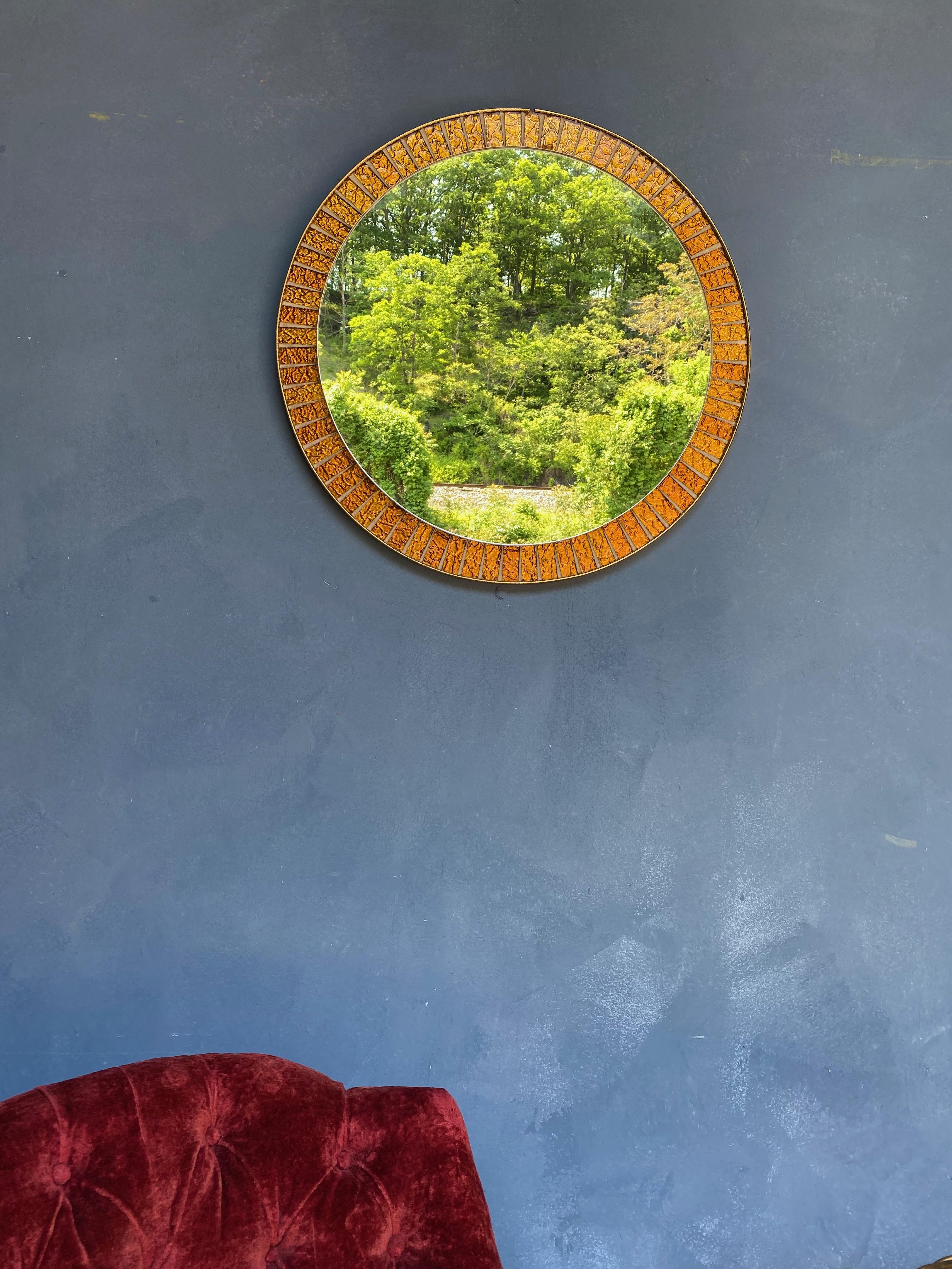 Miroir espagnol vintage des années 1960 avec cadre métallique en vente 3